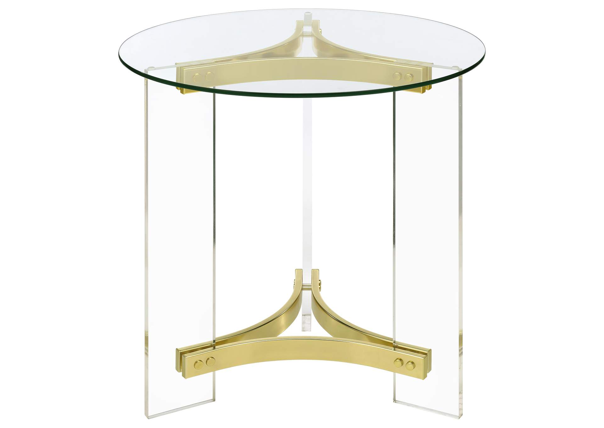 Janessa 3-piece Acrylic Coffee and End Table Set Matte Brass