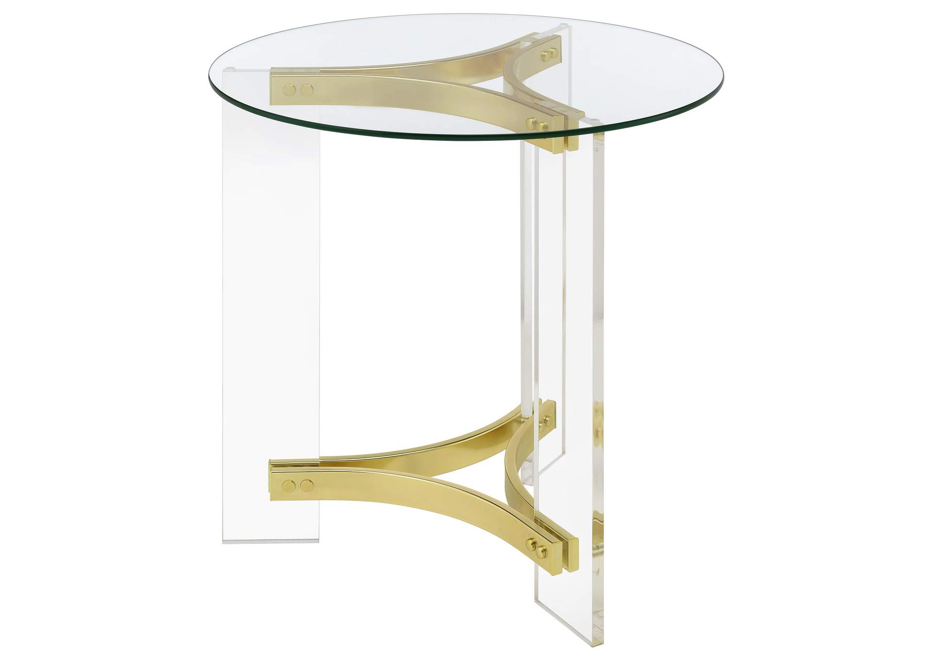 Janessa 3-piece Acrylic Coffee and End Table Set Matte Brass