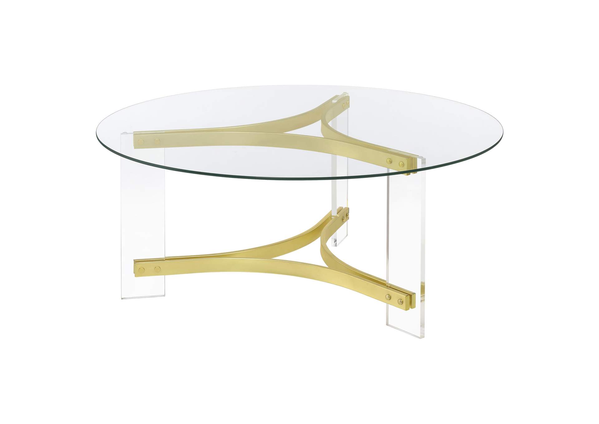 Janessa 3-piece Acrylic Coffee and End Table Set Matte Brass