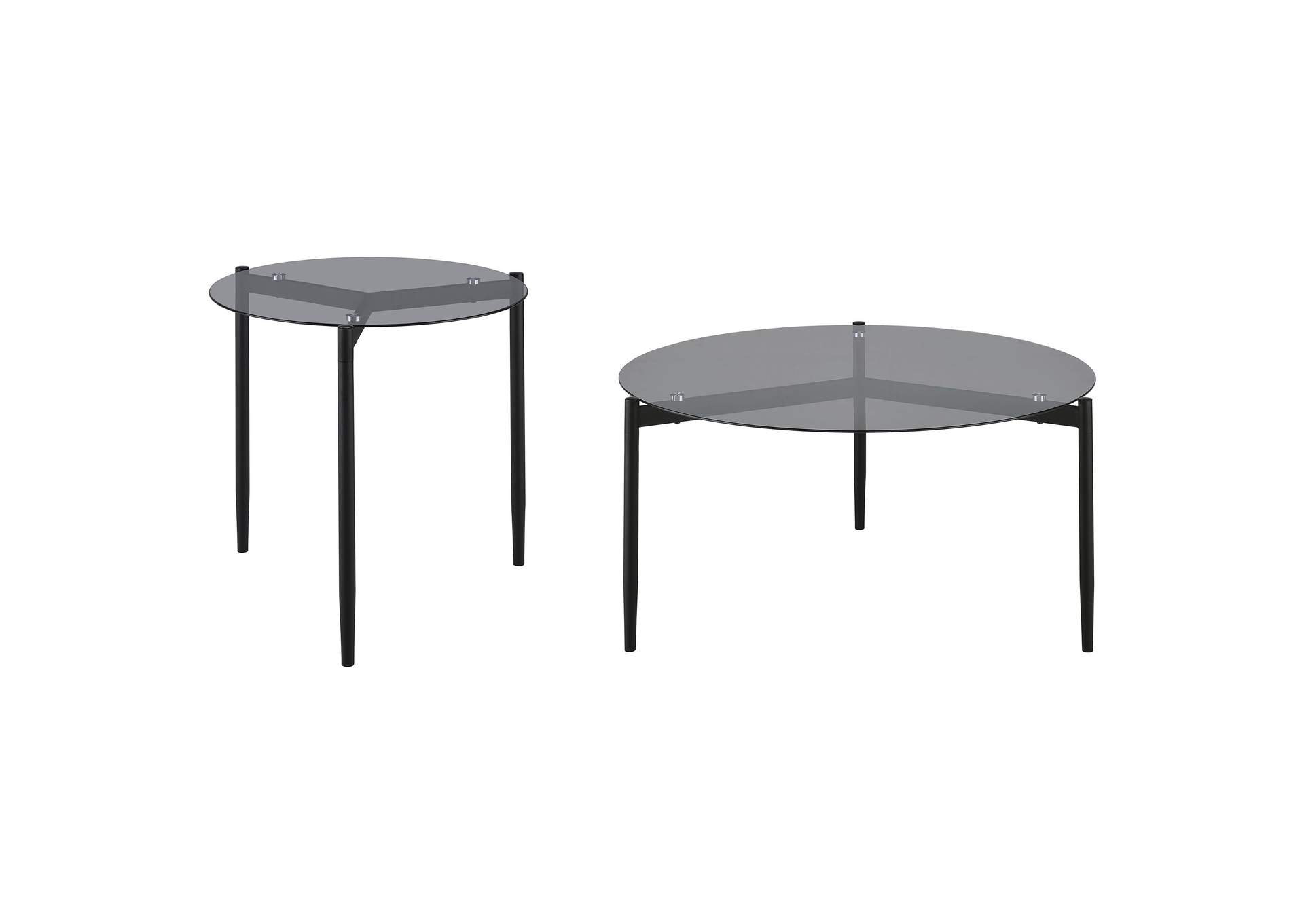 Rosalie 2-piece Round Coffee and End Table Set Grey
