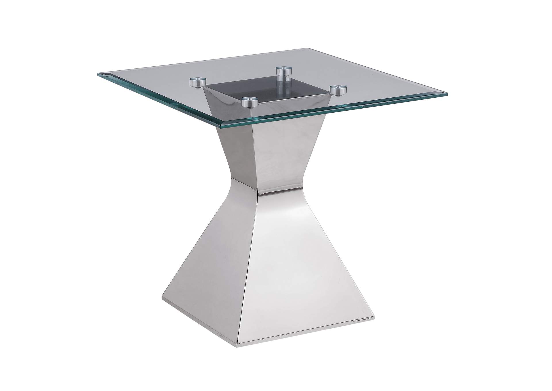 Jenny Glass Top Stainless Steel Side End Table Chrome
