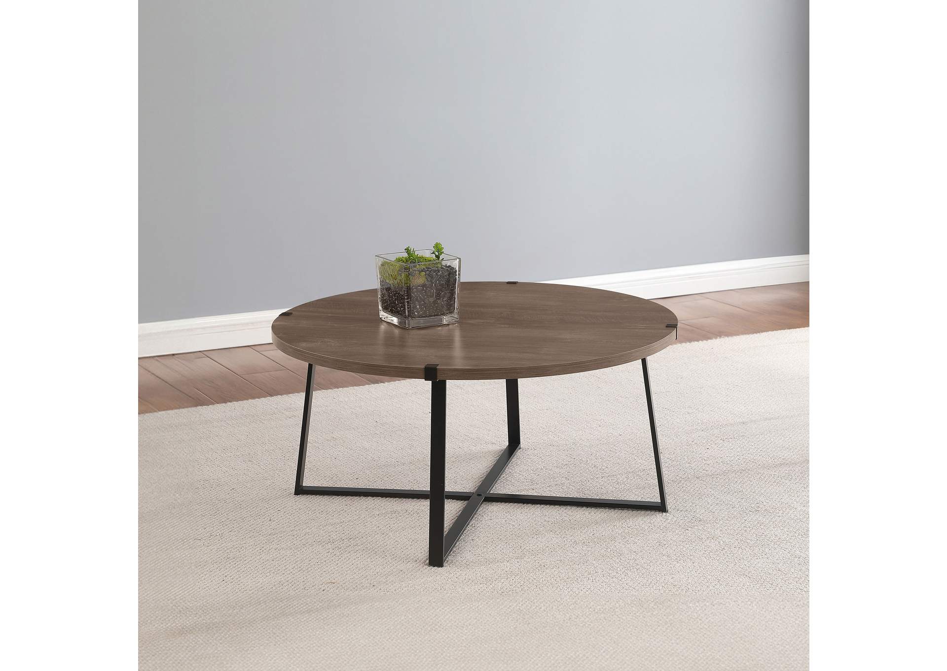 Marcus Round Engineered Wood Coffee Table Grey