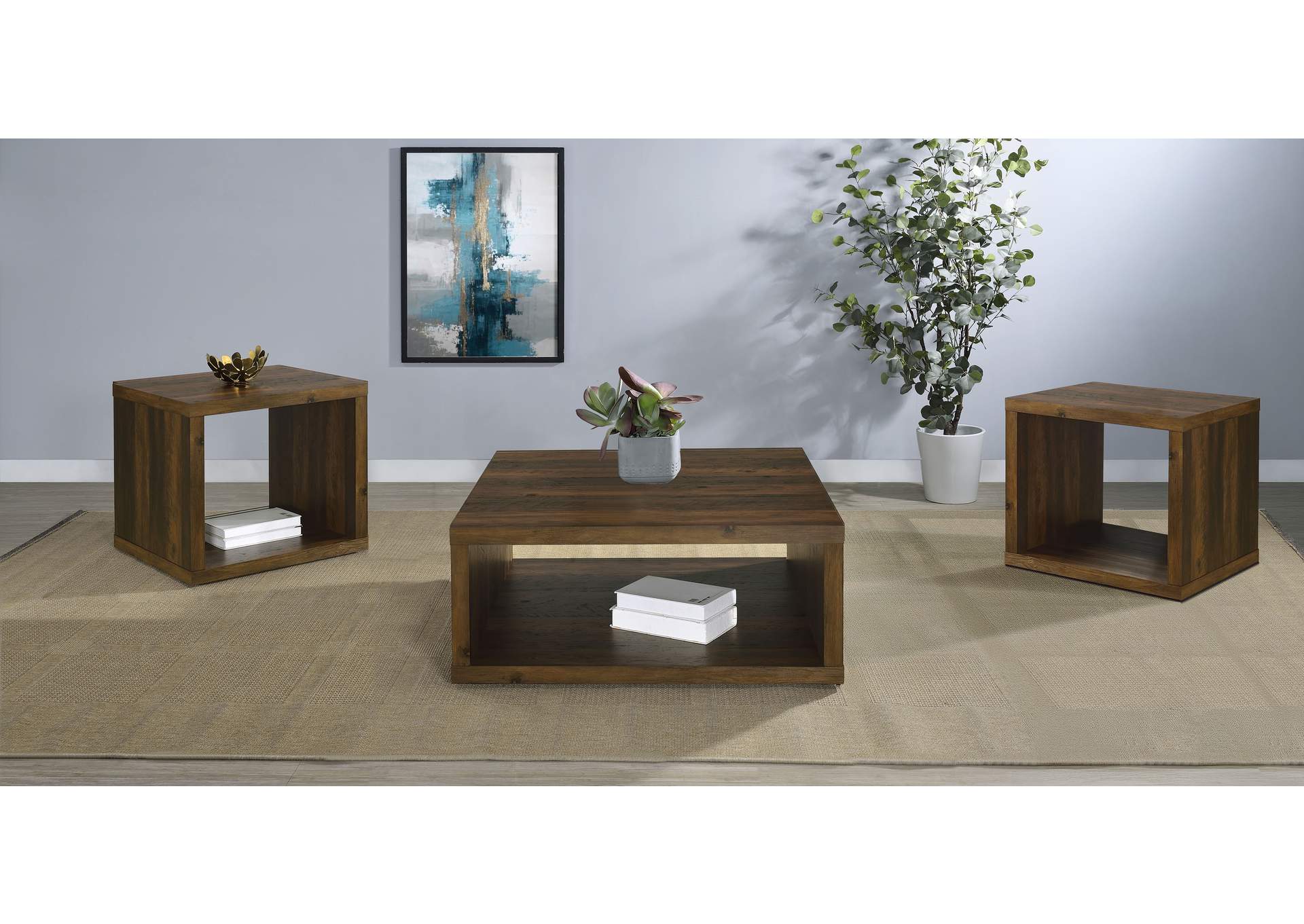 Frisco 3-piece Coffee and End Table Set Dark Pine