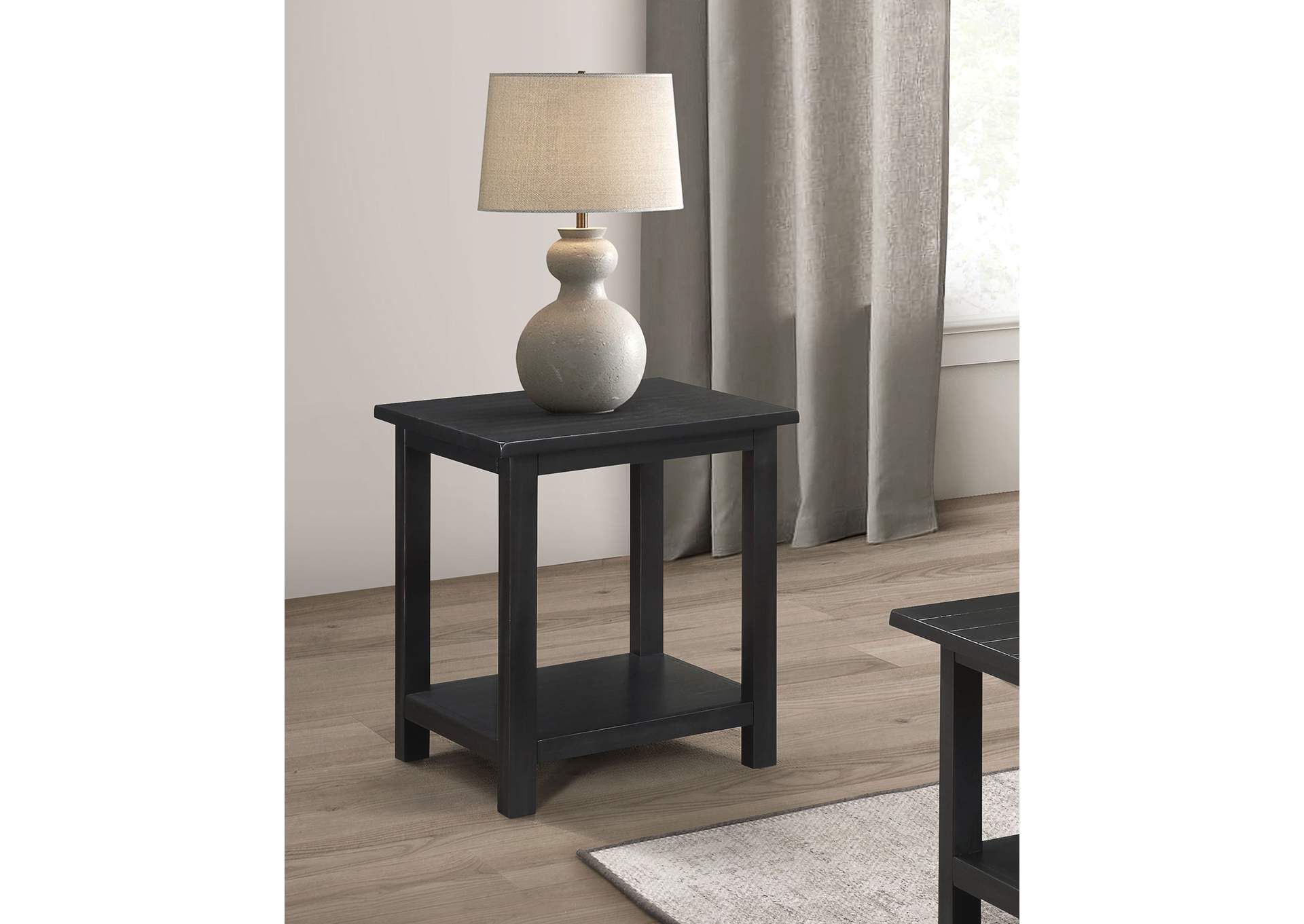 Payne Wood End Table with Shelf Java