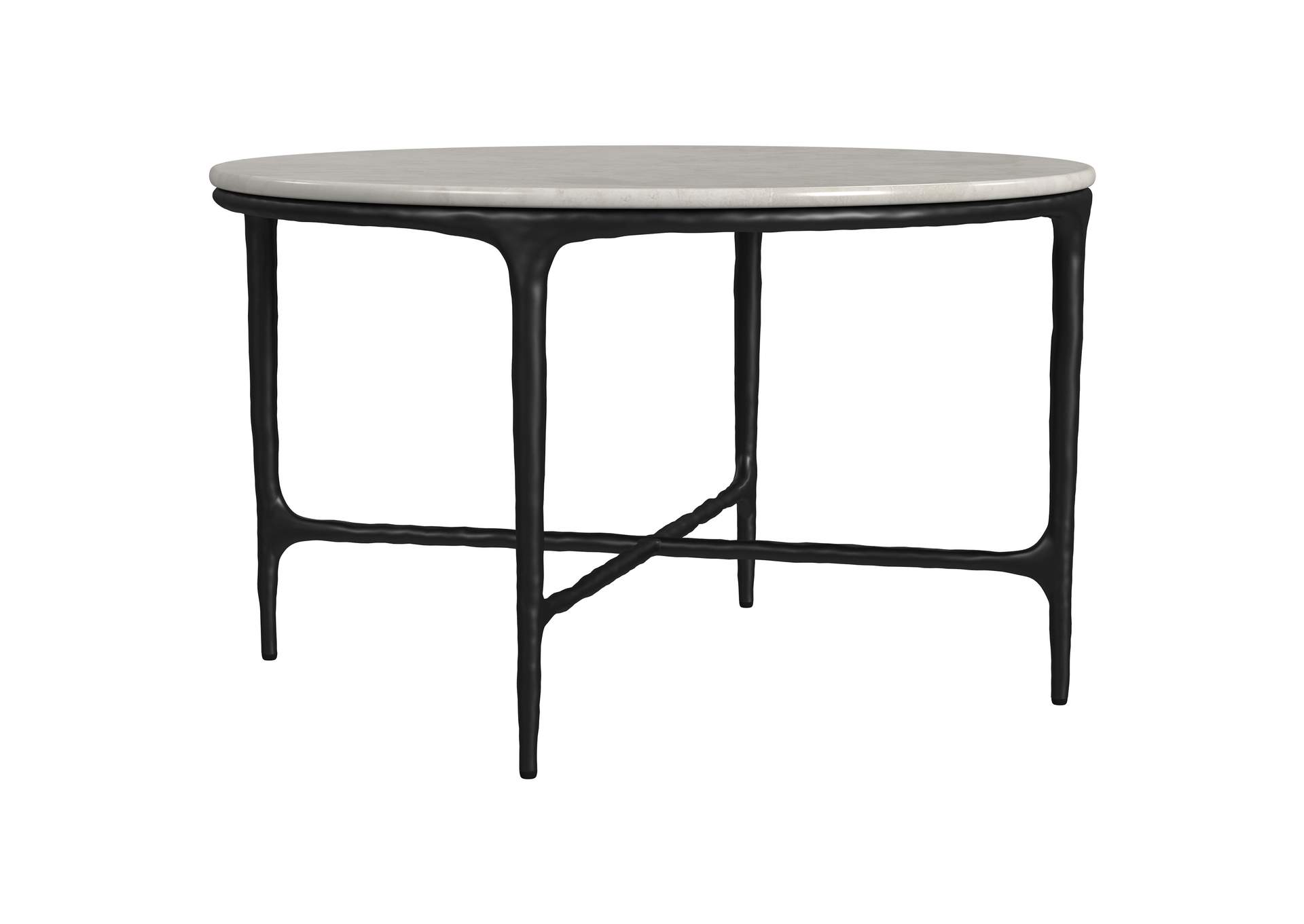 Hermas Round Genuine Marble Top Metal Coffee Table White