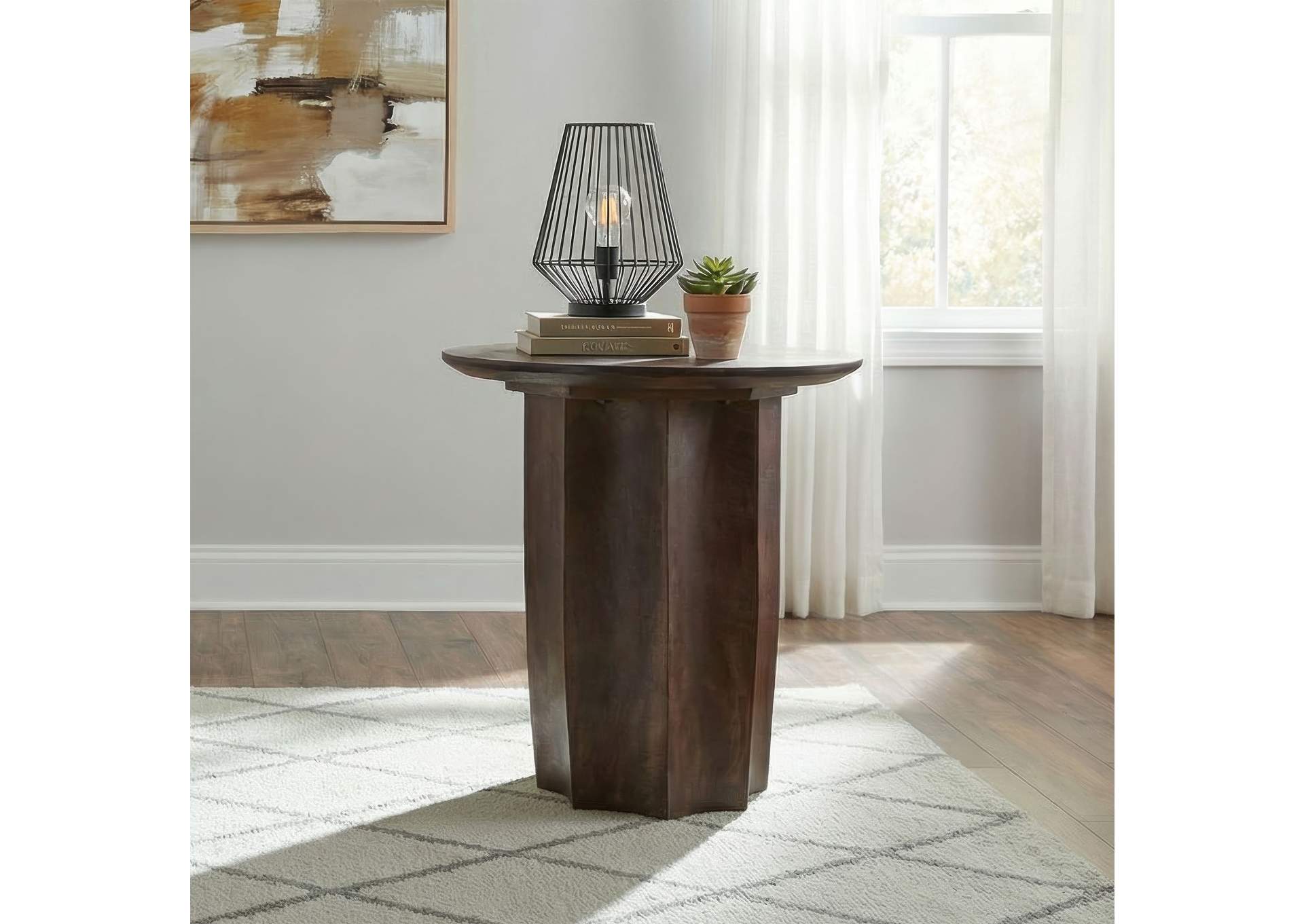 Cayenne Solid Mango Wood Accent Side End Table Walnut image 3