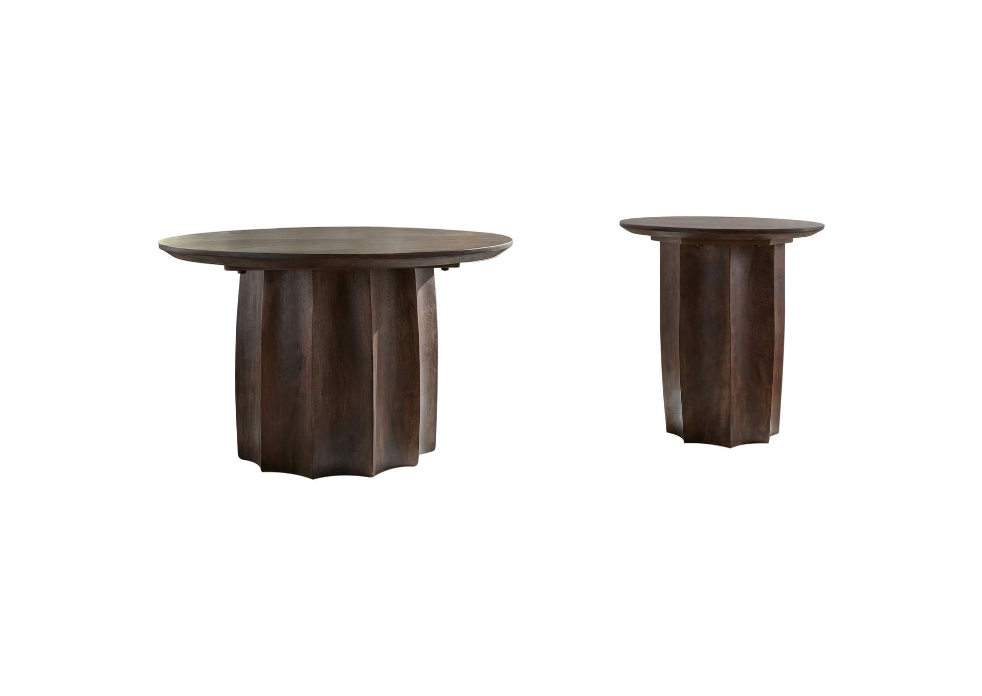 Cayenne 2-piece Solid Mango Wood Coffee Table Set Walnut image 3
