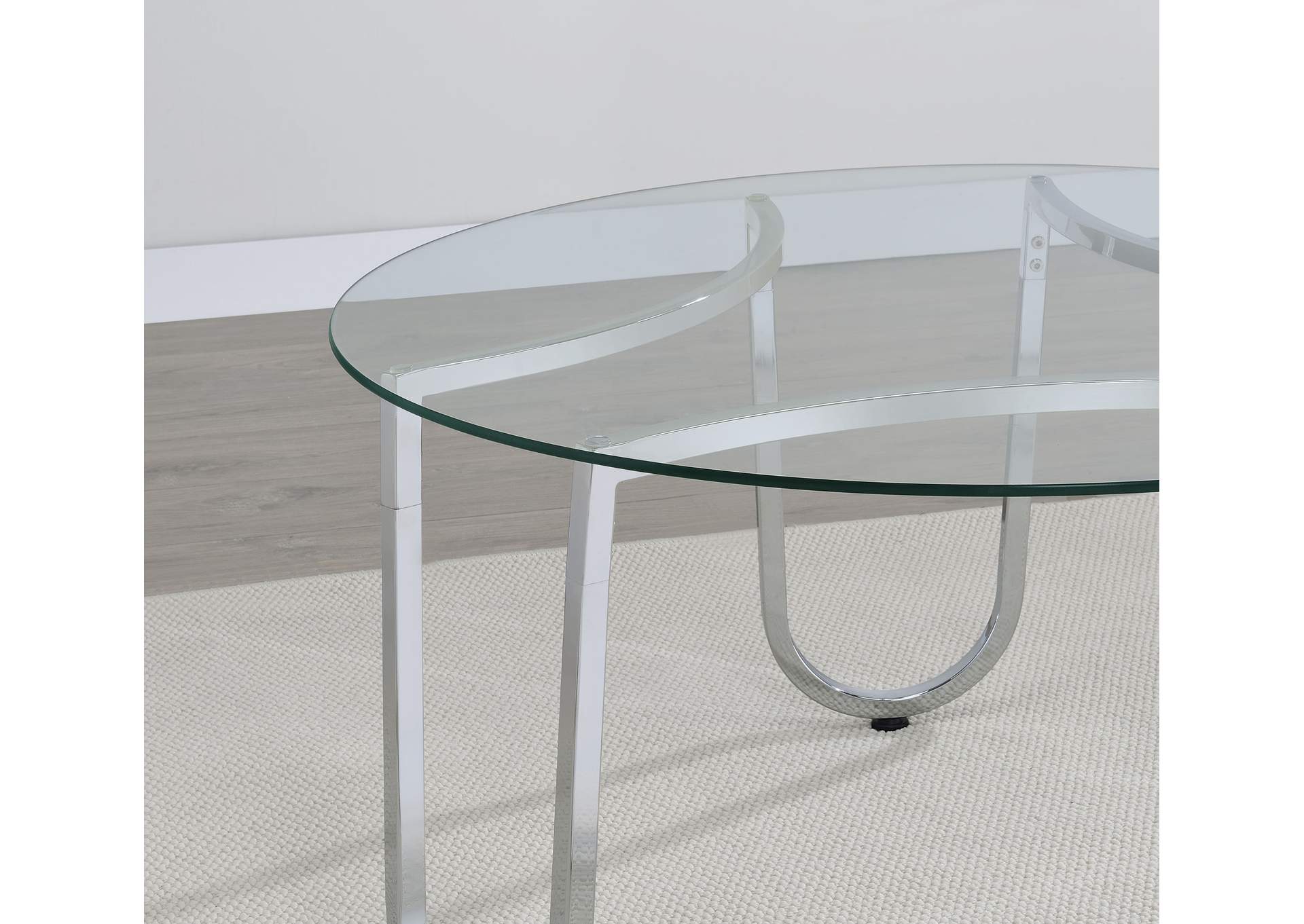 Beller Round Tempered Glass Top End Side Table Chrome image 7