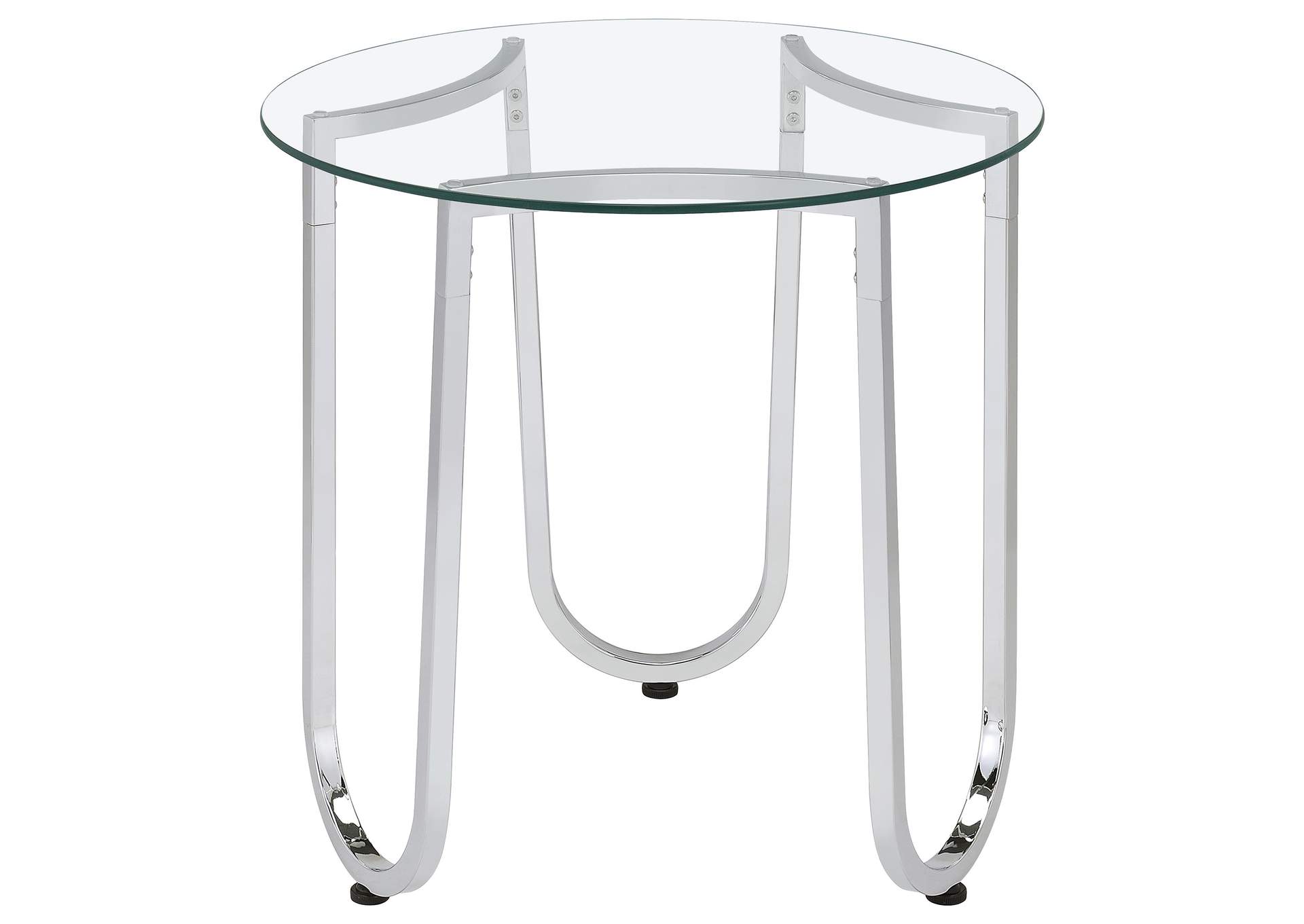 Beller 2-piece Round Tempered Glass Top Coffee Table Set Chrome image 5