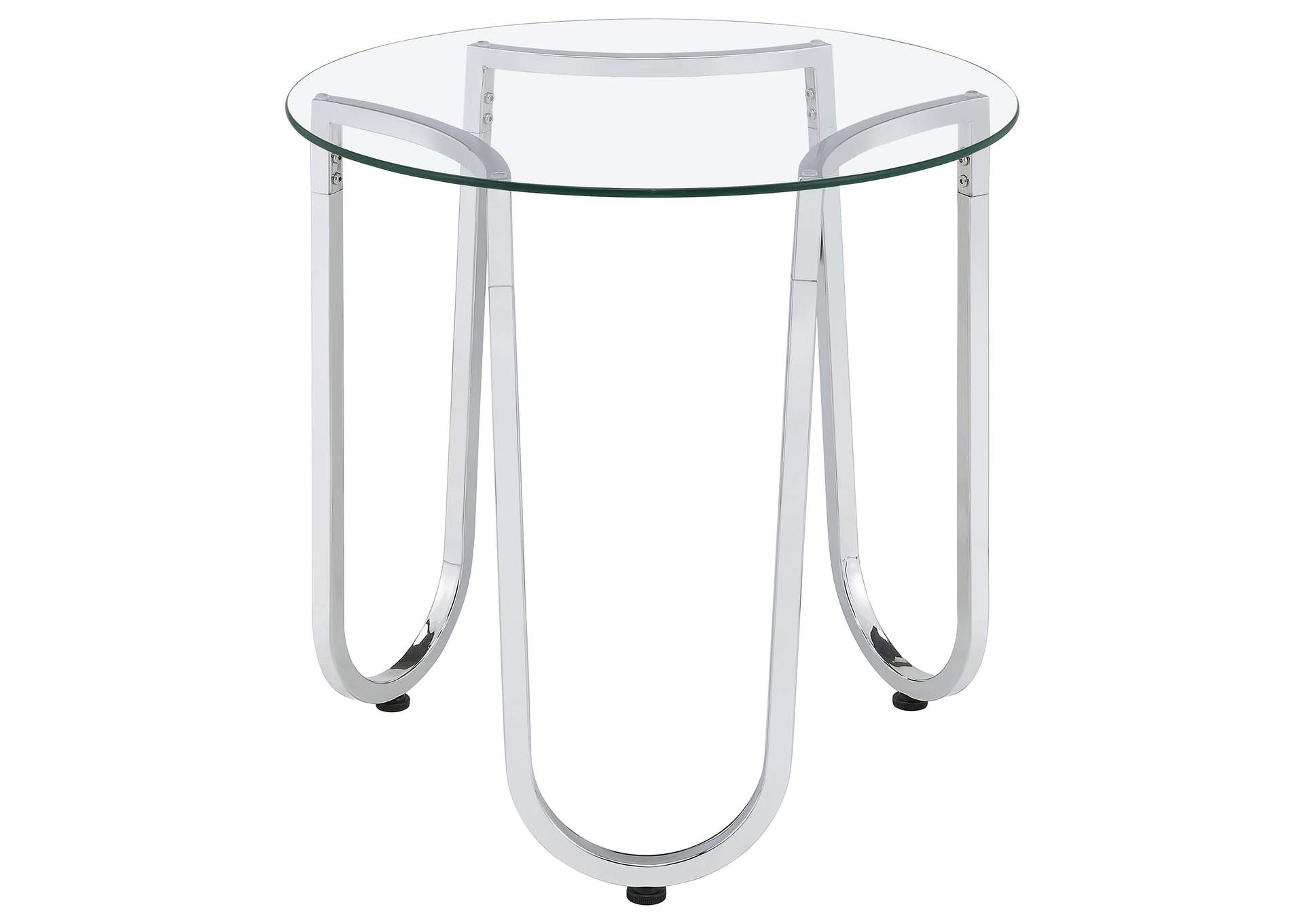Beller 2-piece Round Tempered Glass Top Coffee Table Set Chrome image 7