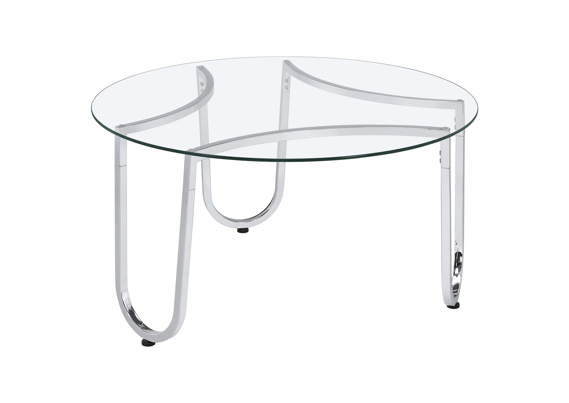 Beller 2-piece Round Tempered Glass Top Coffee Table Set Chrome image 8