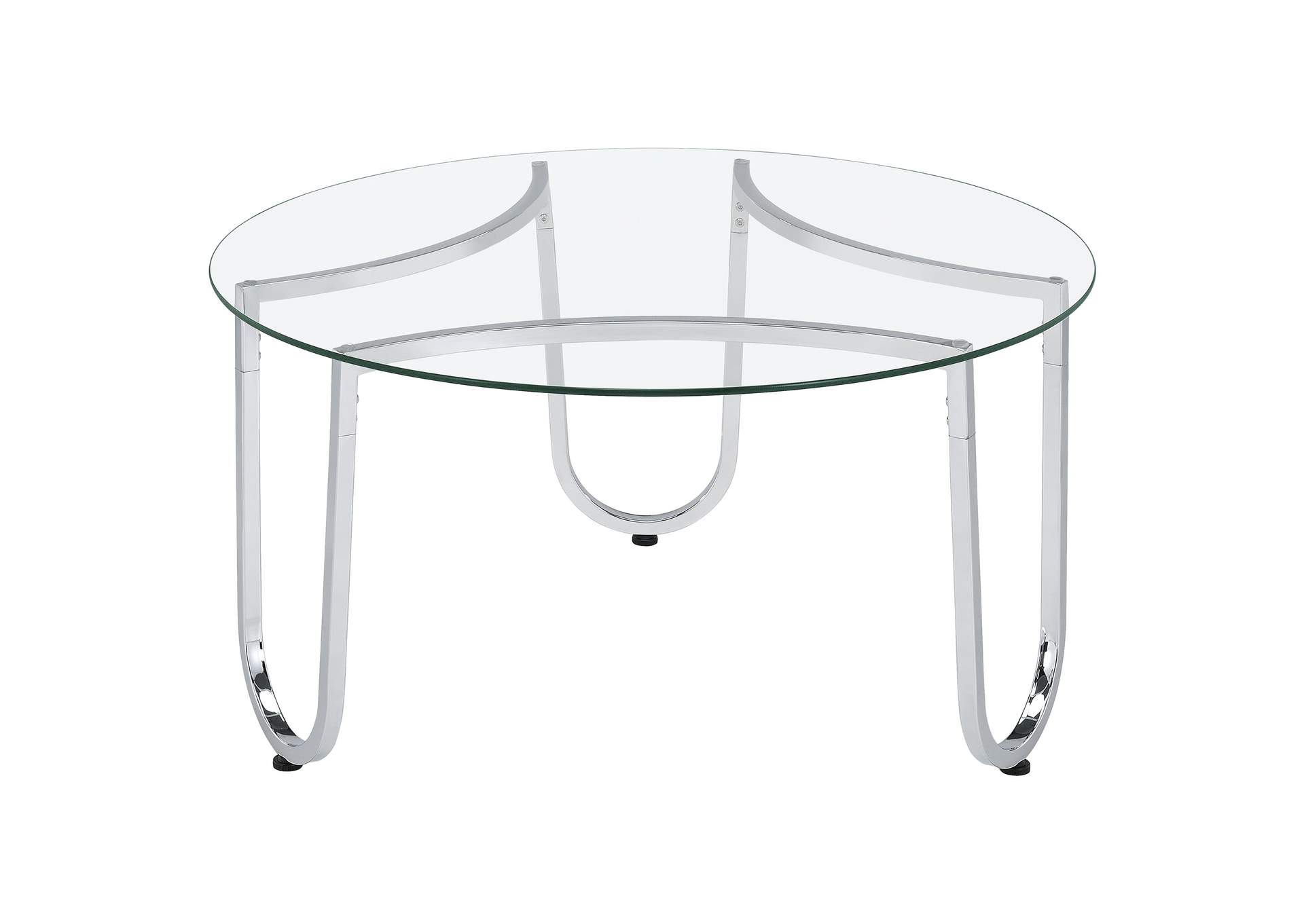 Beller 2-piece Round Tempered Glass Top Coffee Table Set Chrome image 9