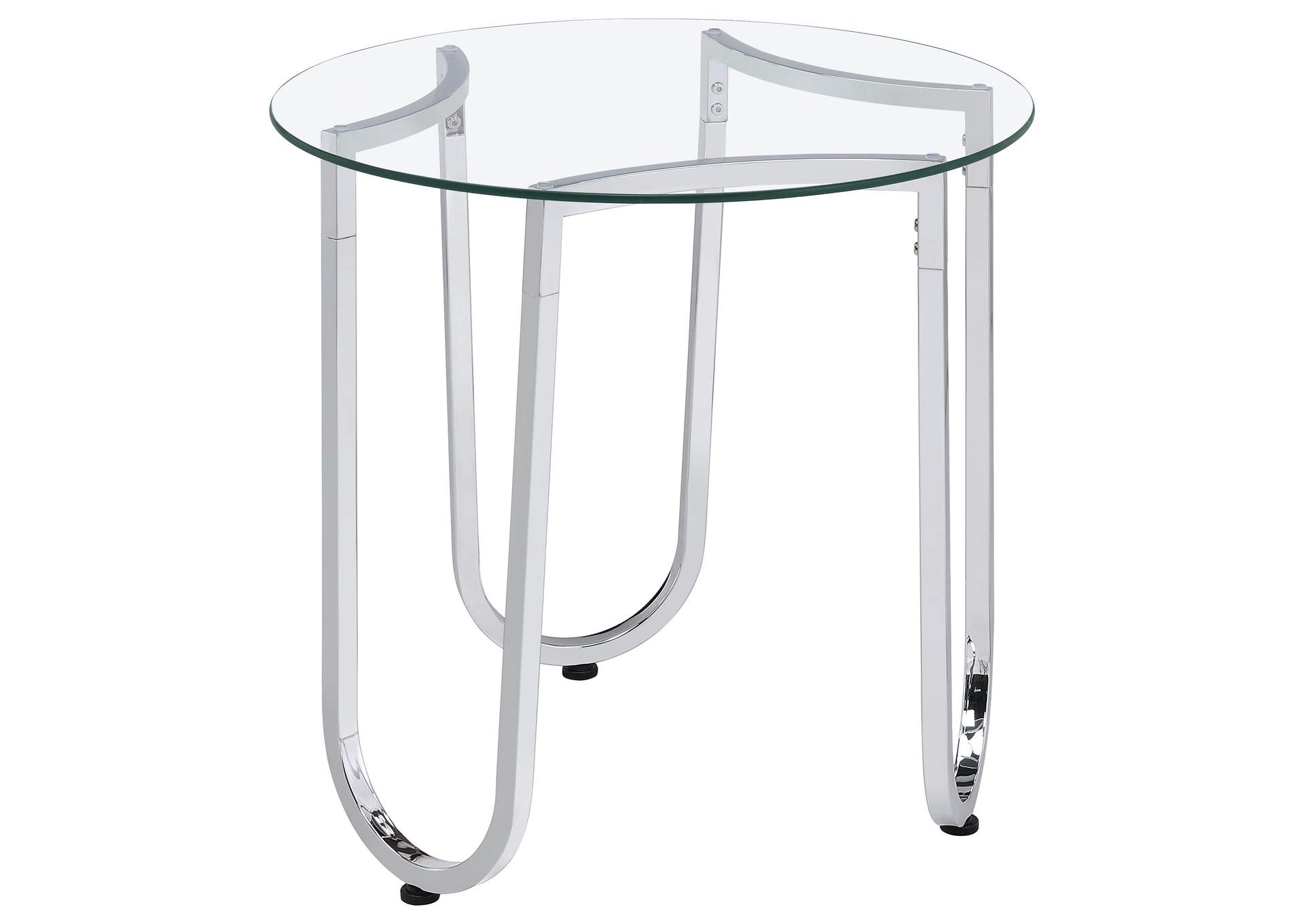Beller 3-piece Round Tempered Glass Top Coffee Table Set Chrome image 4