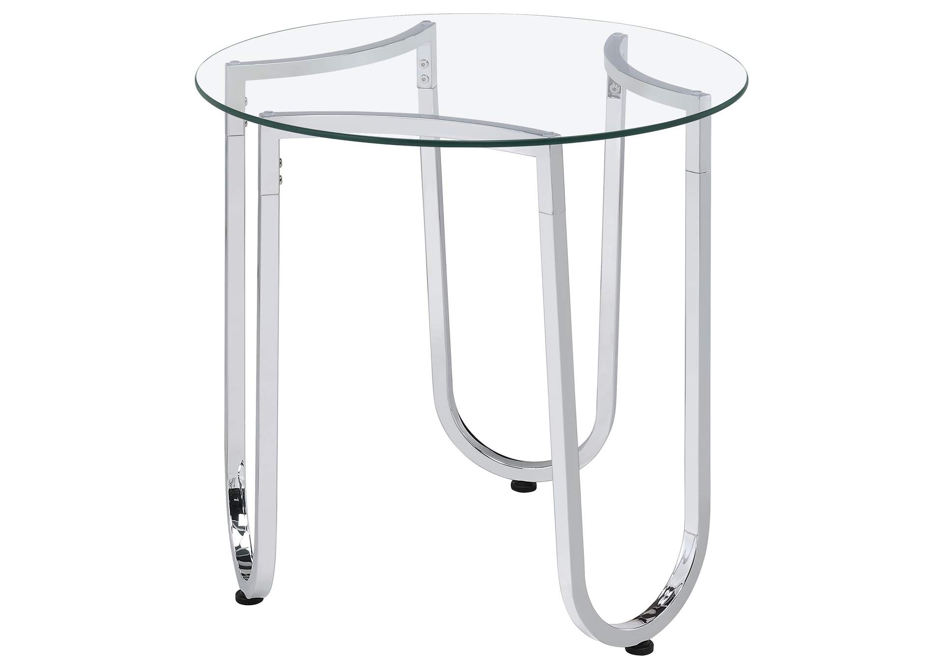 Beller 3-piece Round Tempered Glass Top Coffee Table Set Chrome image 6