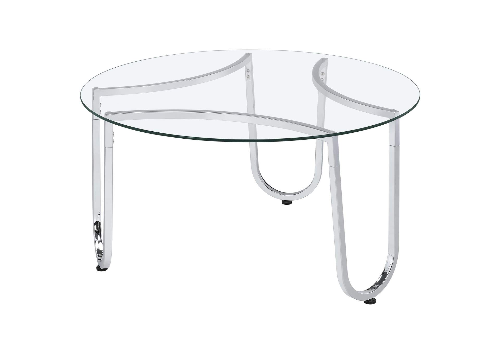 Beller 3-piece Round Tempered Glass Top Coffee Table Set Chrome image 10