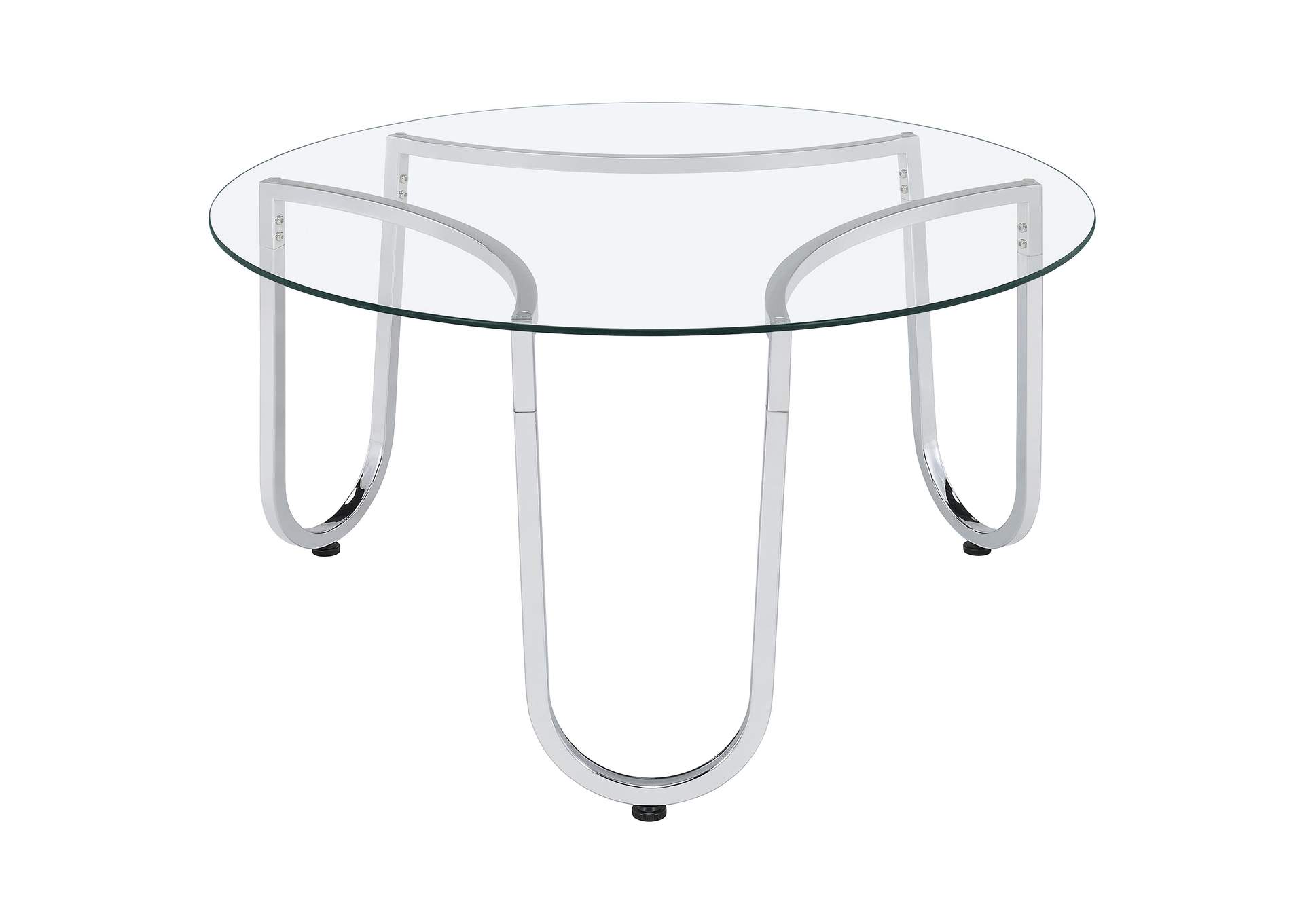 Beller 3-piece Round Tempered Glass Top Coffee Table Set Chrome image 11