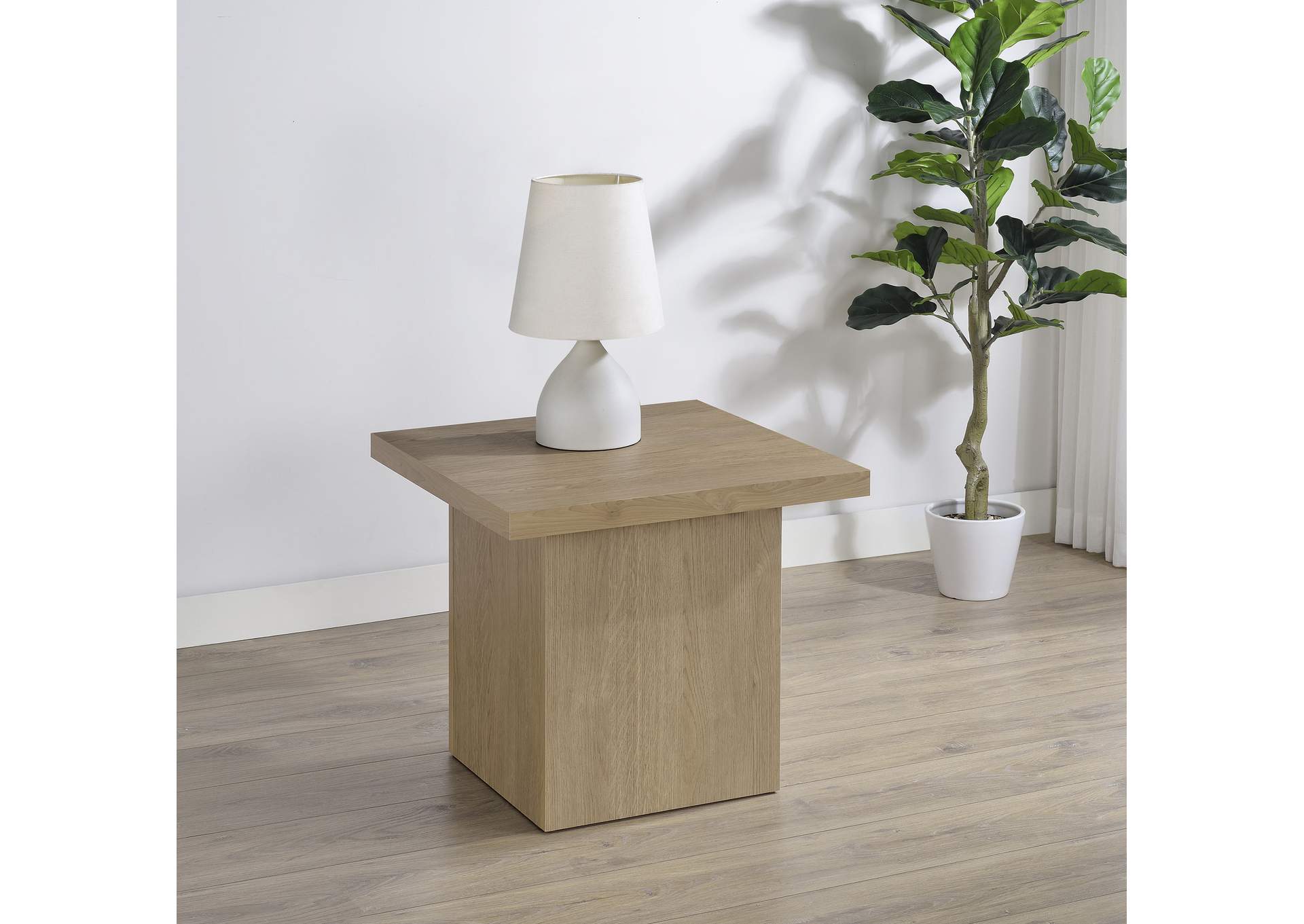 Devar Square Engineered Wood Side End Table Latte image 3
