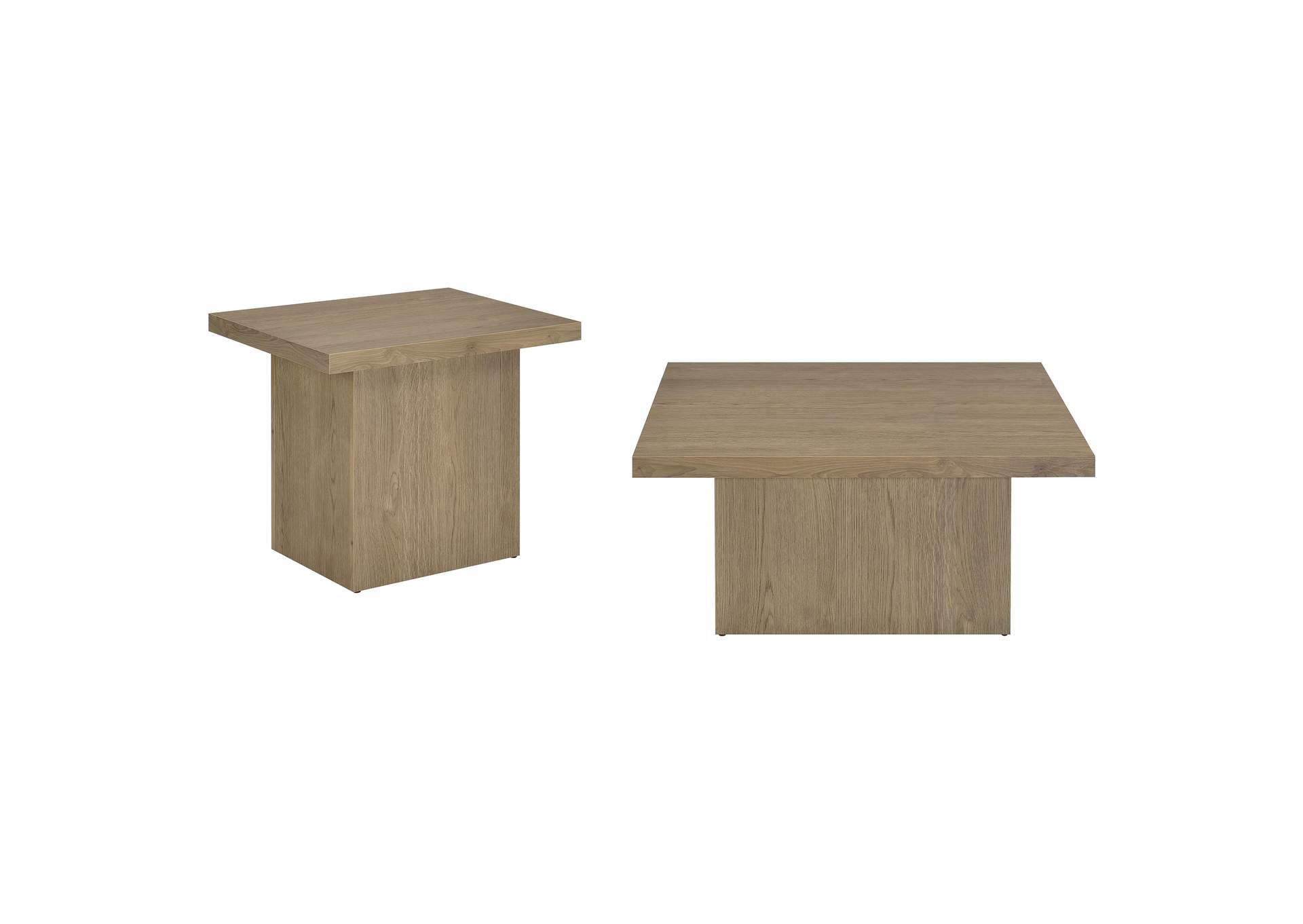 Devar 2-piece Square Cocktail Coffee End Table Set Latte image 3