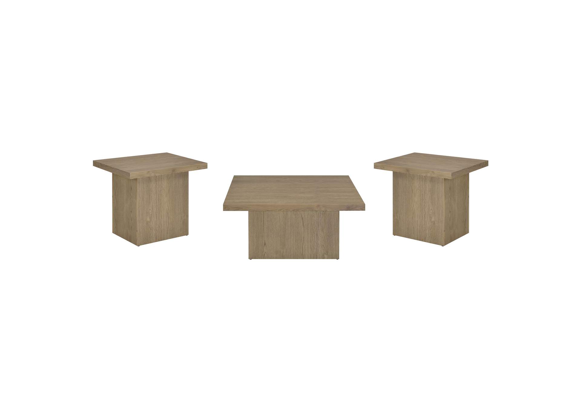 Devar 3-piece Square Cocktail Coffee End Table Set Latte image 3