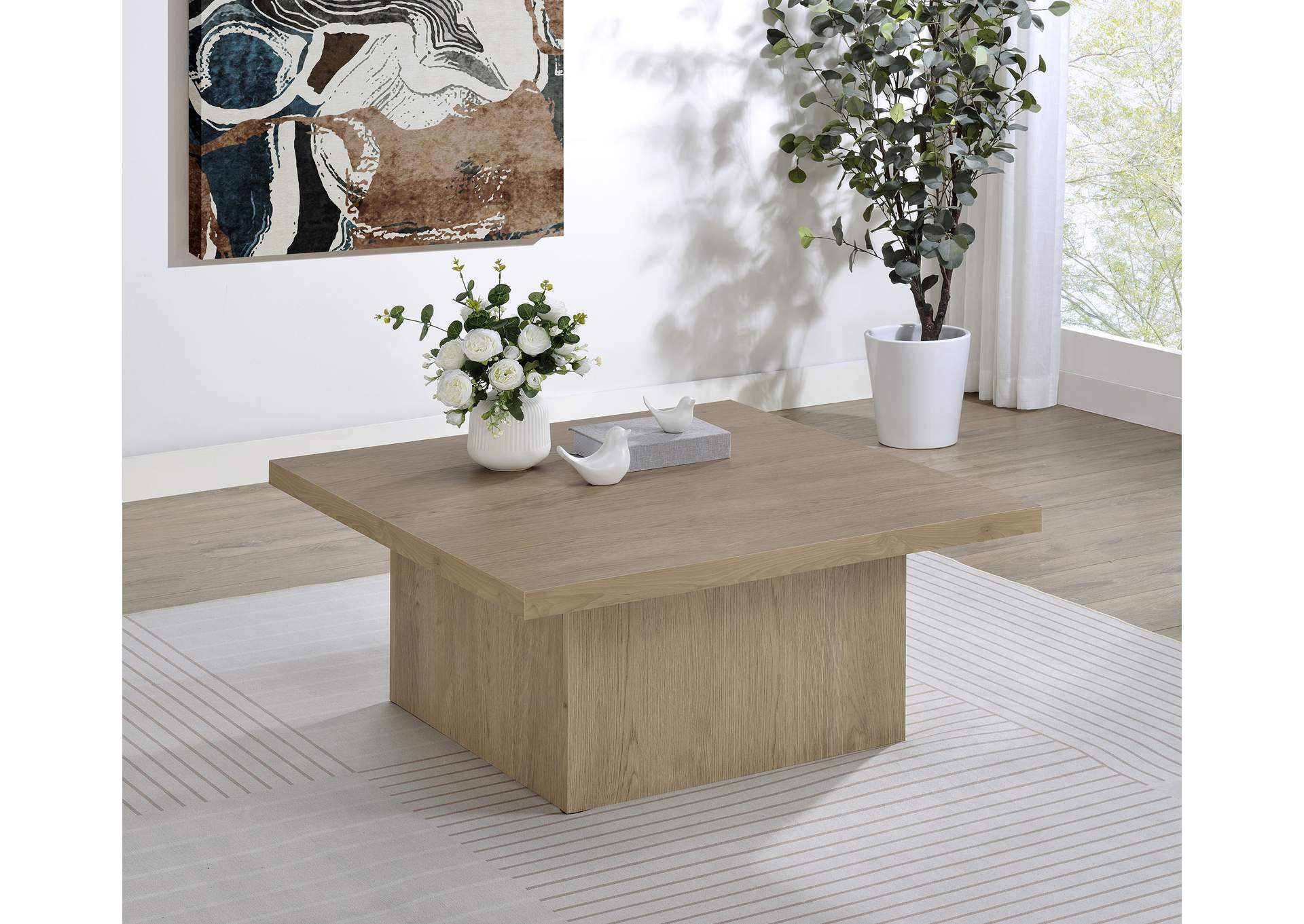 Devar Square Engineered Wood Cocktail Coffee Table Latte image 3