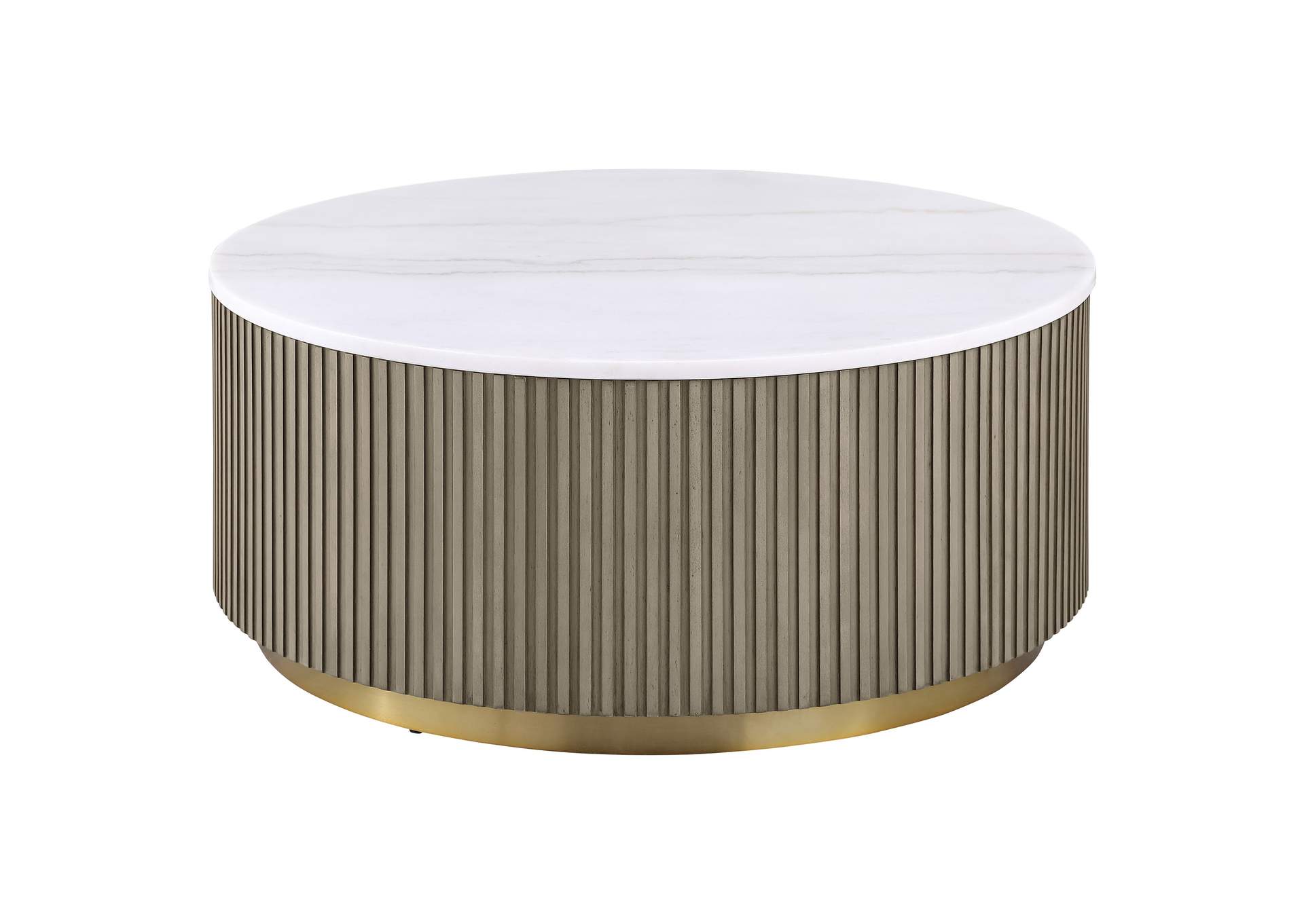 Jason 2-piece Round White Marble Coffee Table Set Greige image 6