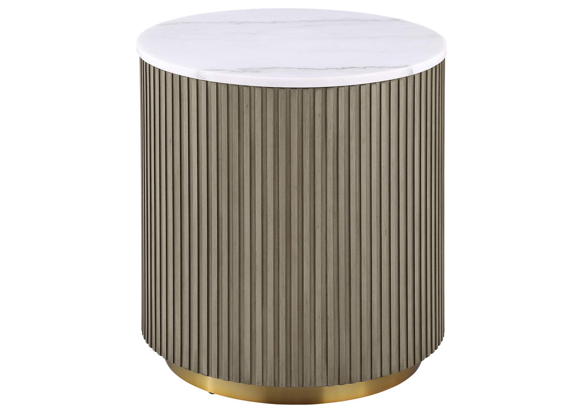 Jason 3-piece Round White Marble Coffee Table Set Greige image 4
