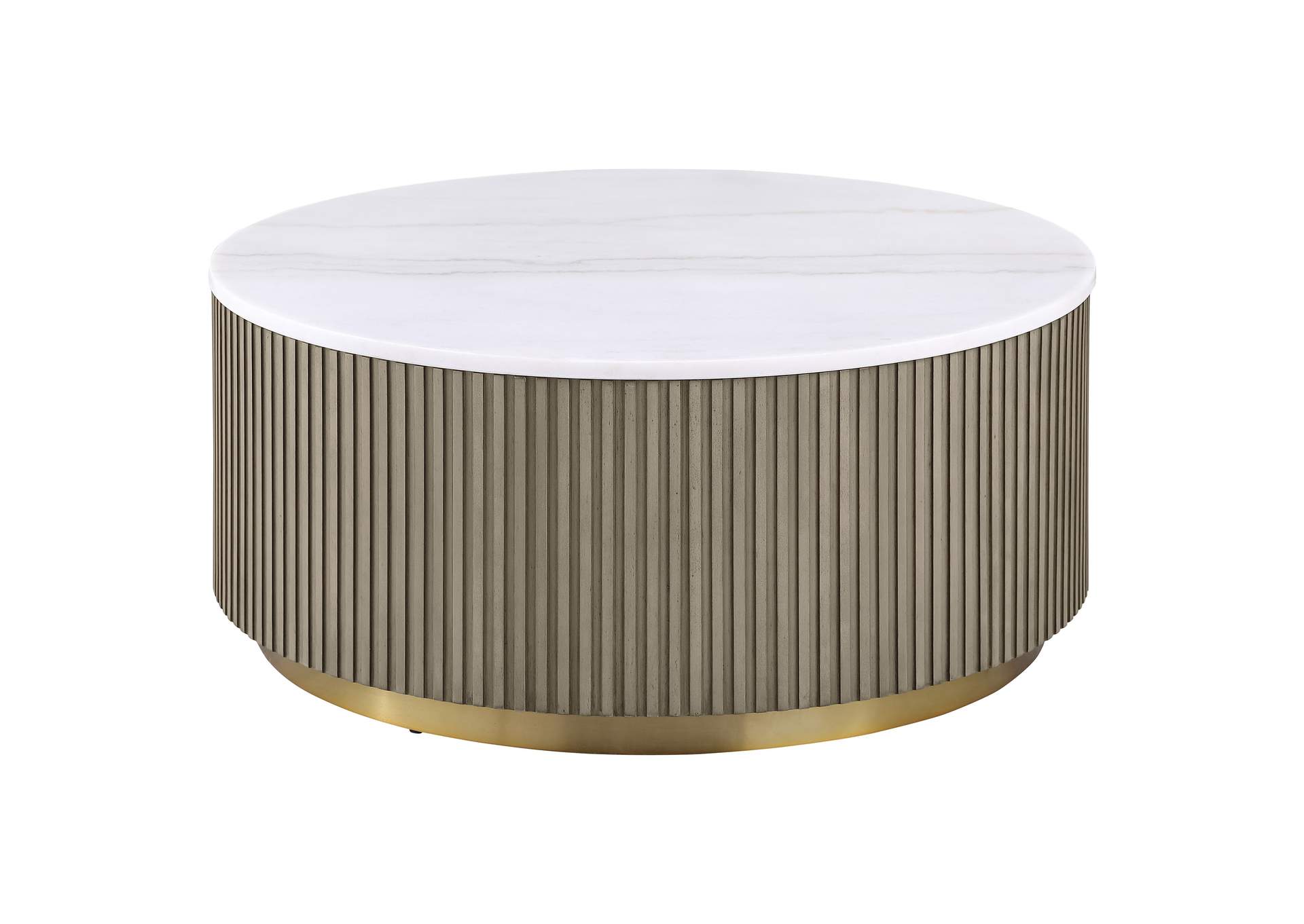 Jason Round White Marble Top Coffee Table Greige image 1