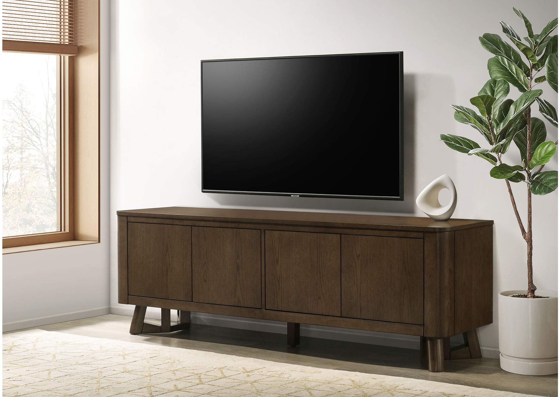 Trotter 71-inch 4-Door Wood TV Stand Media Console Brown image 3