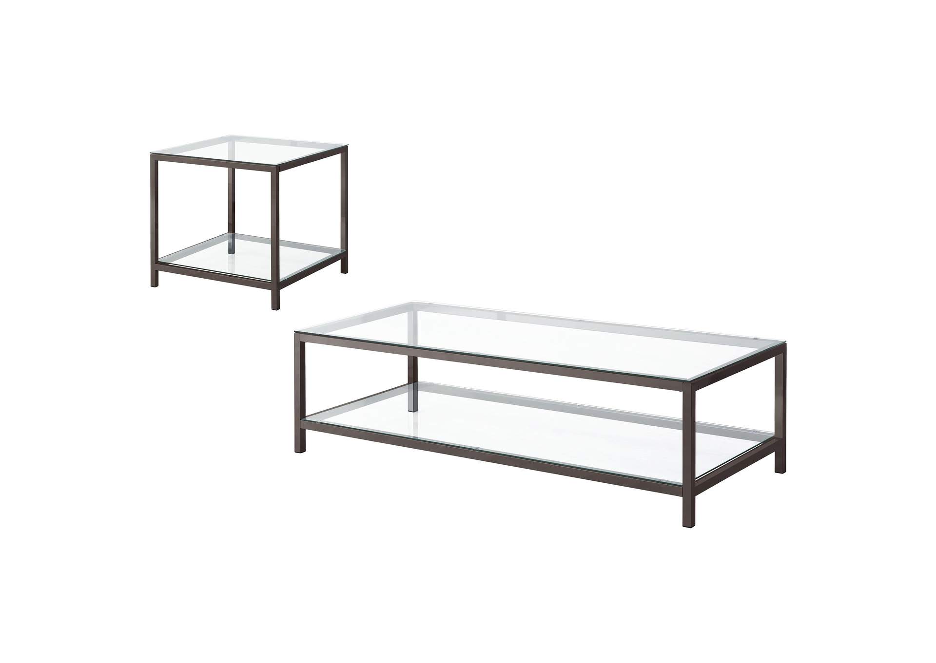 Trini 2-piece Coffee and End Table Set Black Nickel