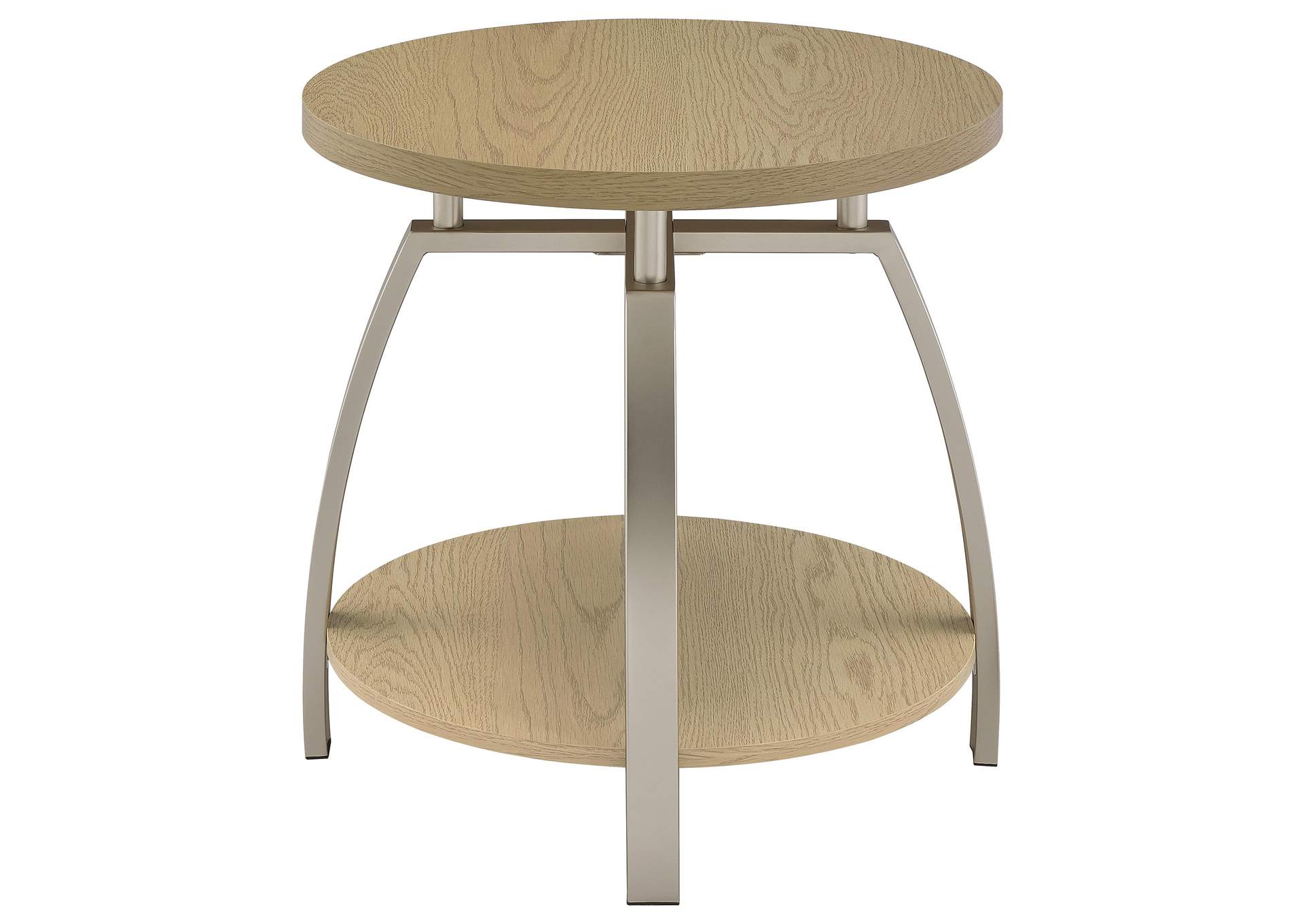 Dacre Round Engineered Wood Top Side End Table Greige image 5