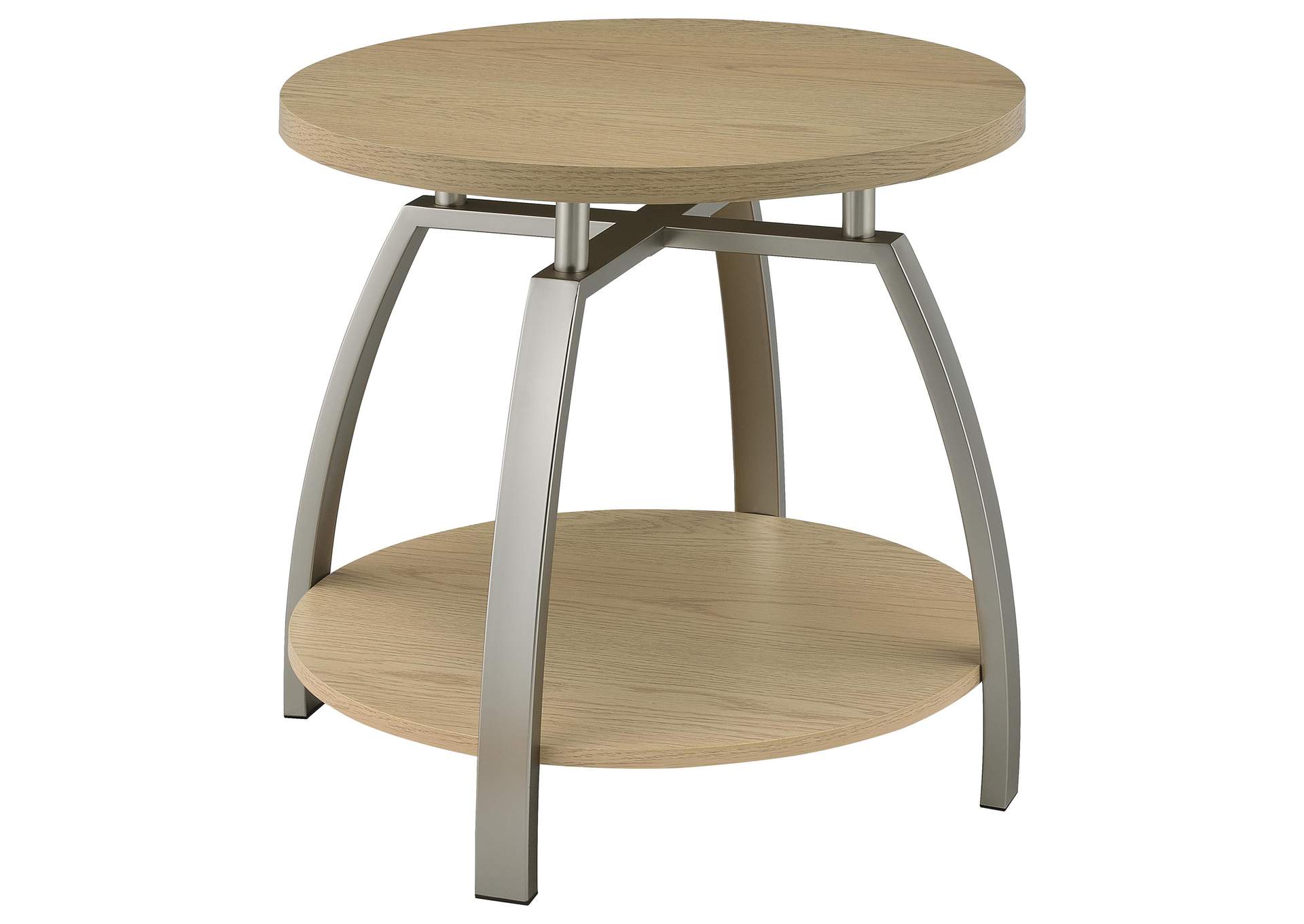 Dacre Round Engineered Wood Top Side End Table Greige image 6