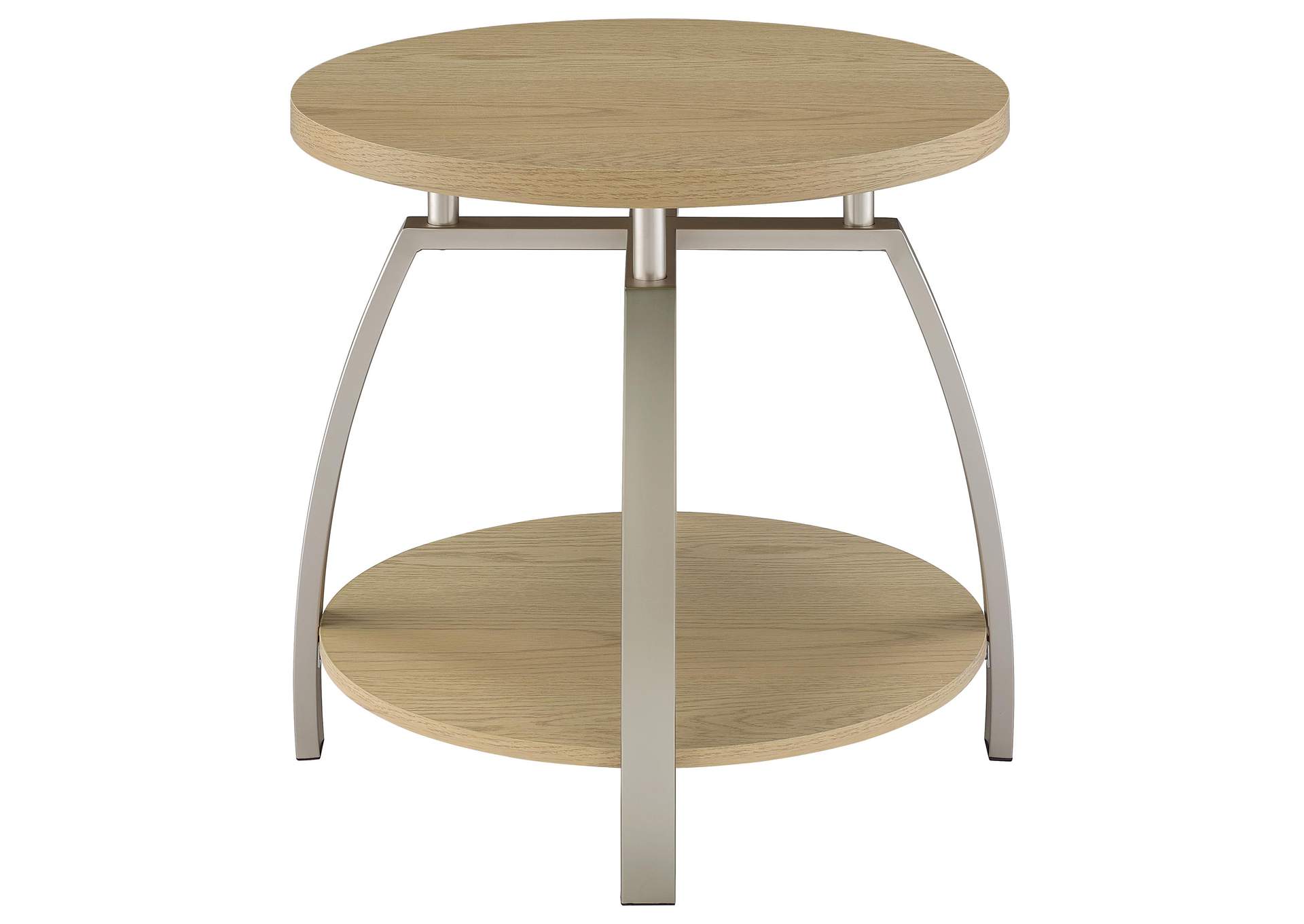 Dacre Round Engineered Wood Top Side End Table Greige image 8