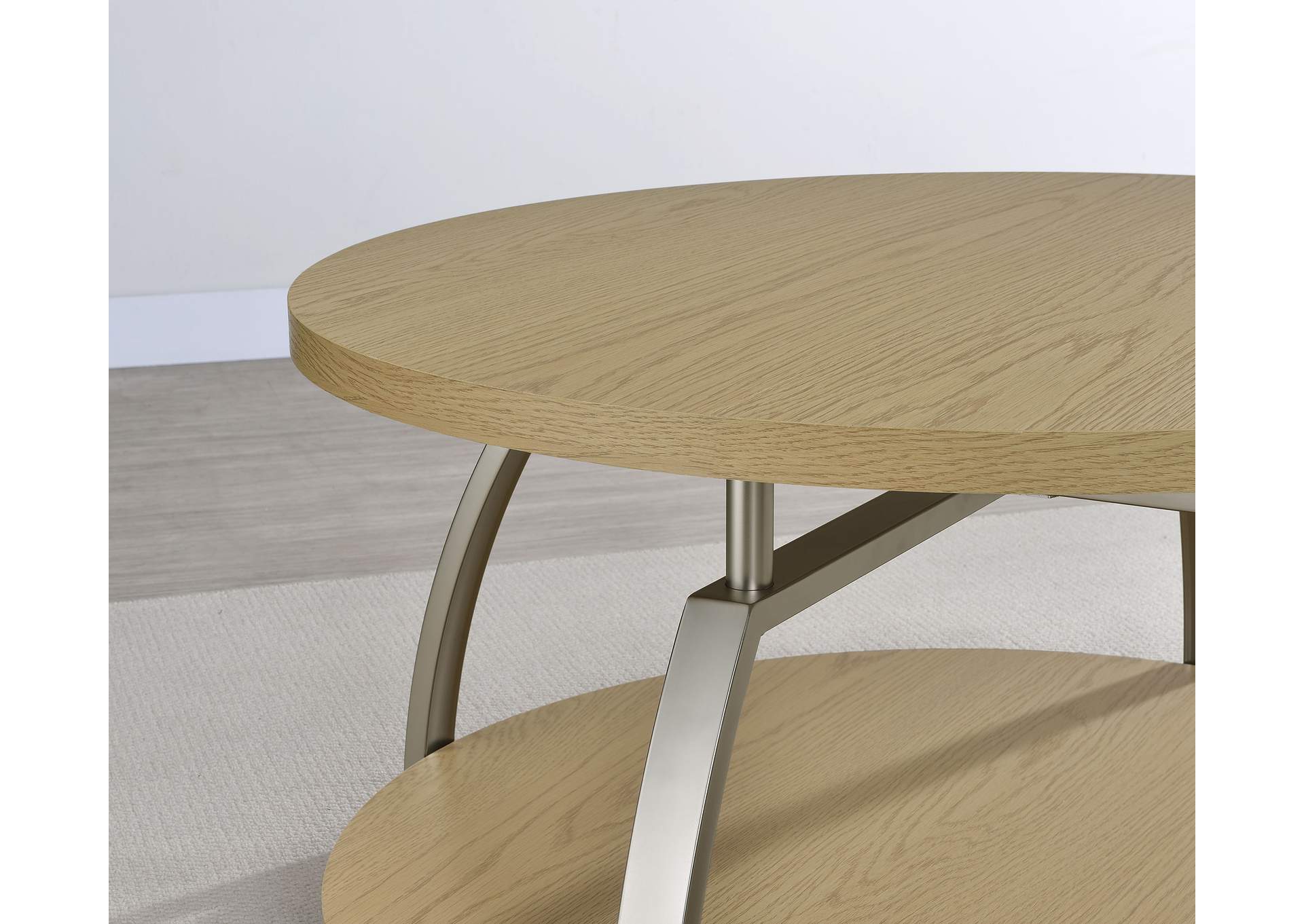 Dacre Round Engineered Wood Top Side End Table Greige image 9