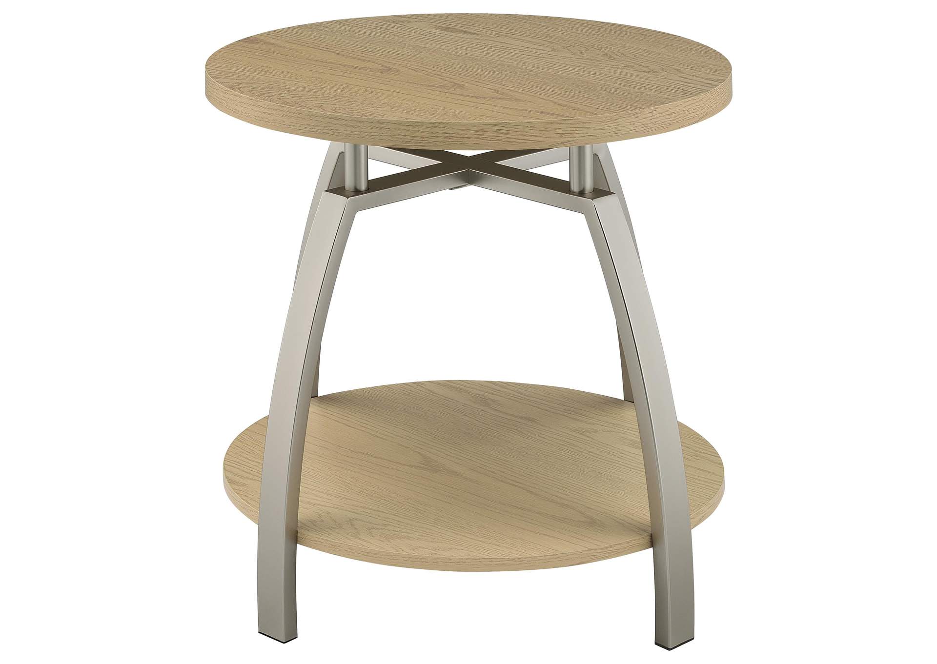Dacre 2-piece Round Coffee and End Table Set Greige image 5