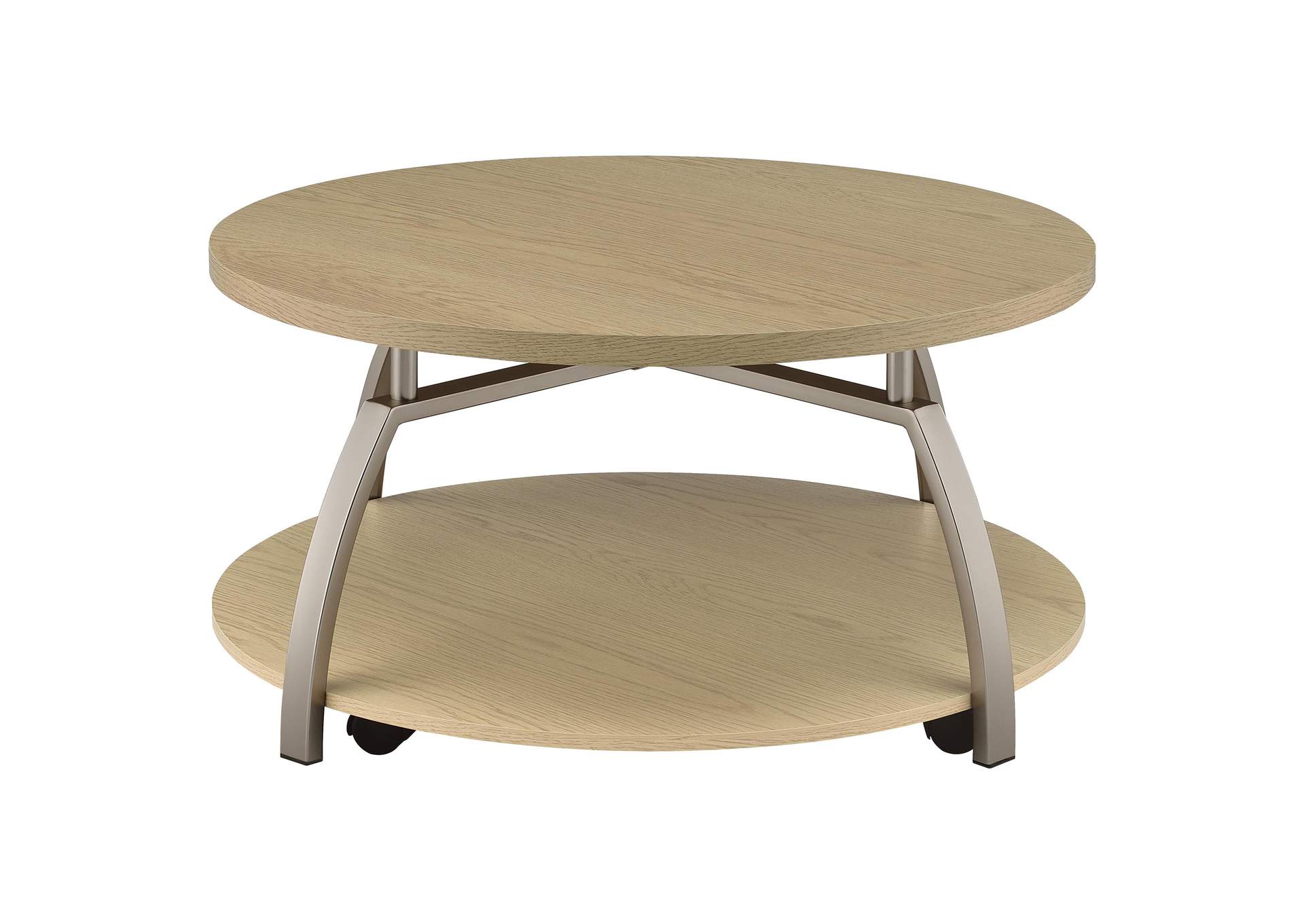 Dacre 2-piece Round Coffee and End Table Set Greige image 8
