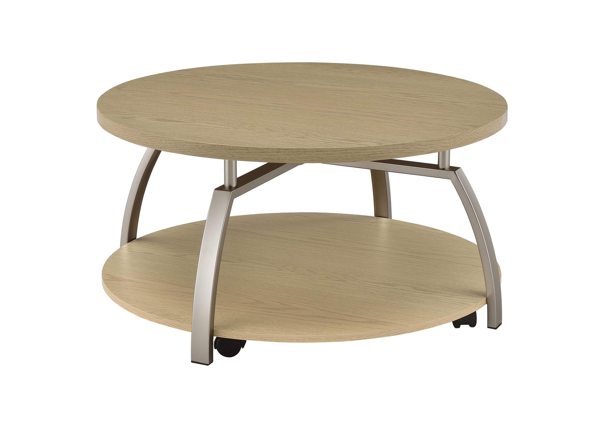 Dacre Round Engineered Wood Top Coffee Table Greige image 6