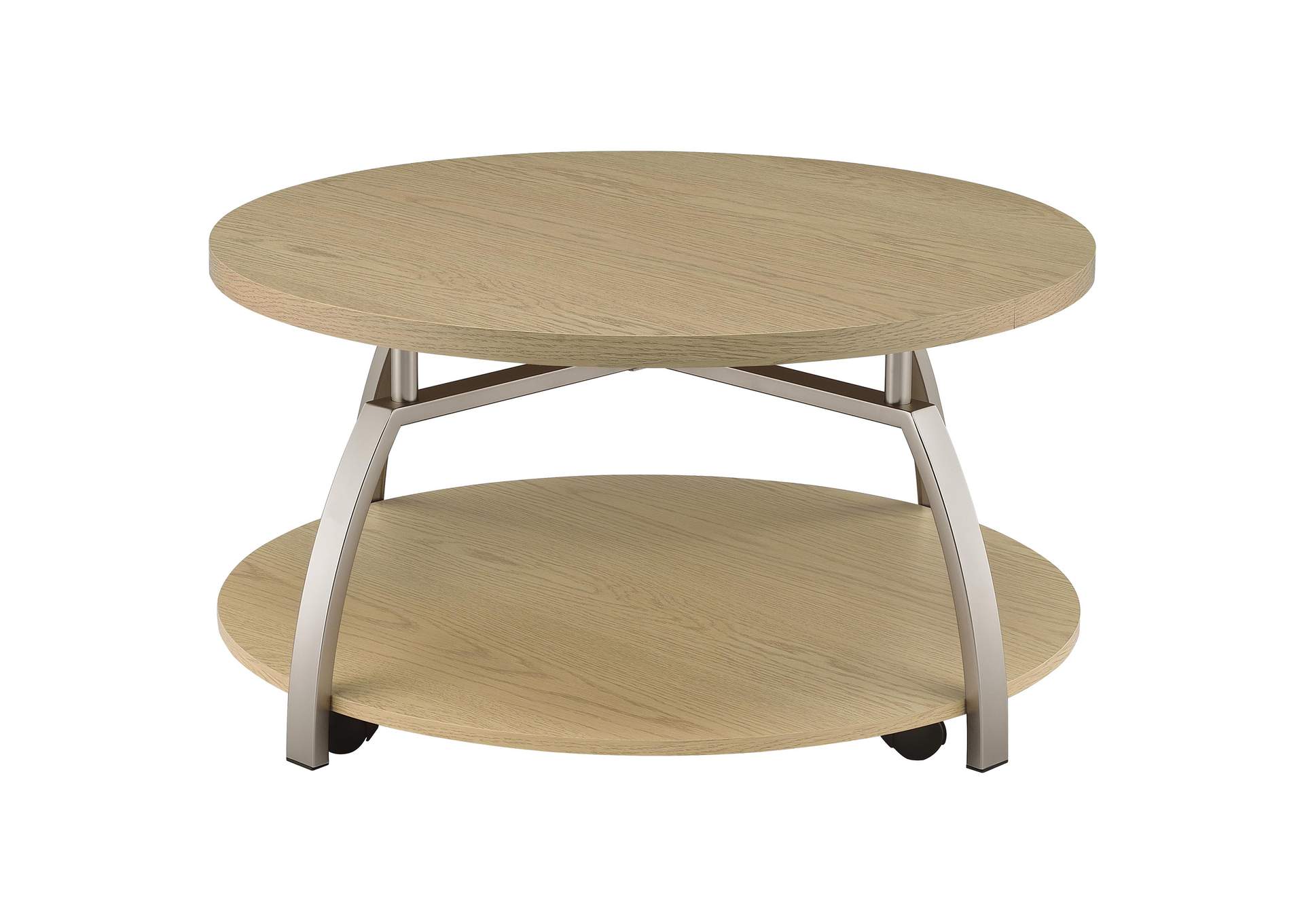 Dacre Round Engineered Wood Top Coffee Table Greige image 7
