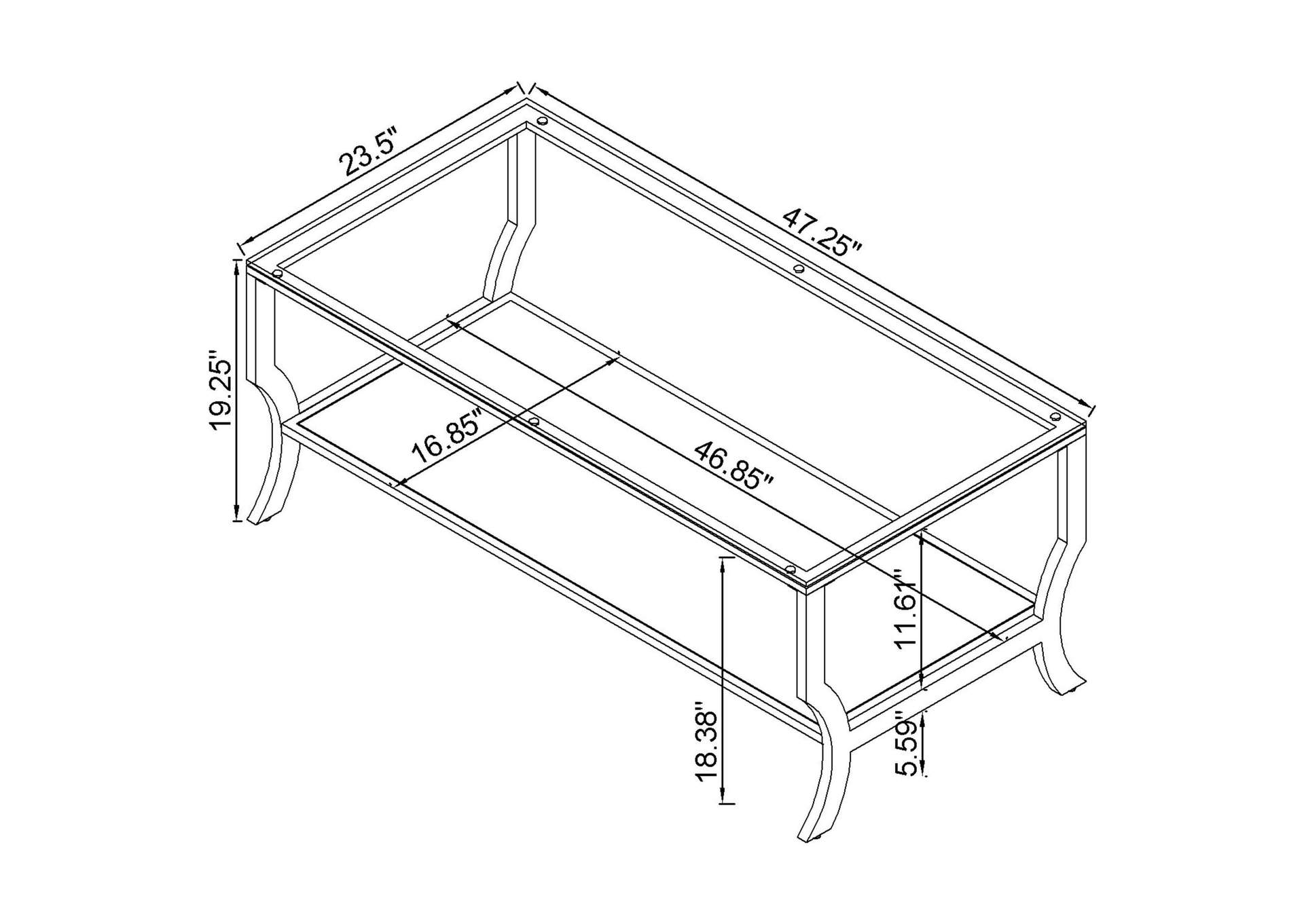 Saide 2-piece Glass Top Coffee and End Table Set Chrome