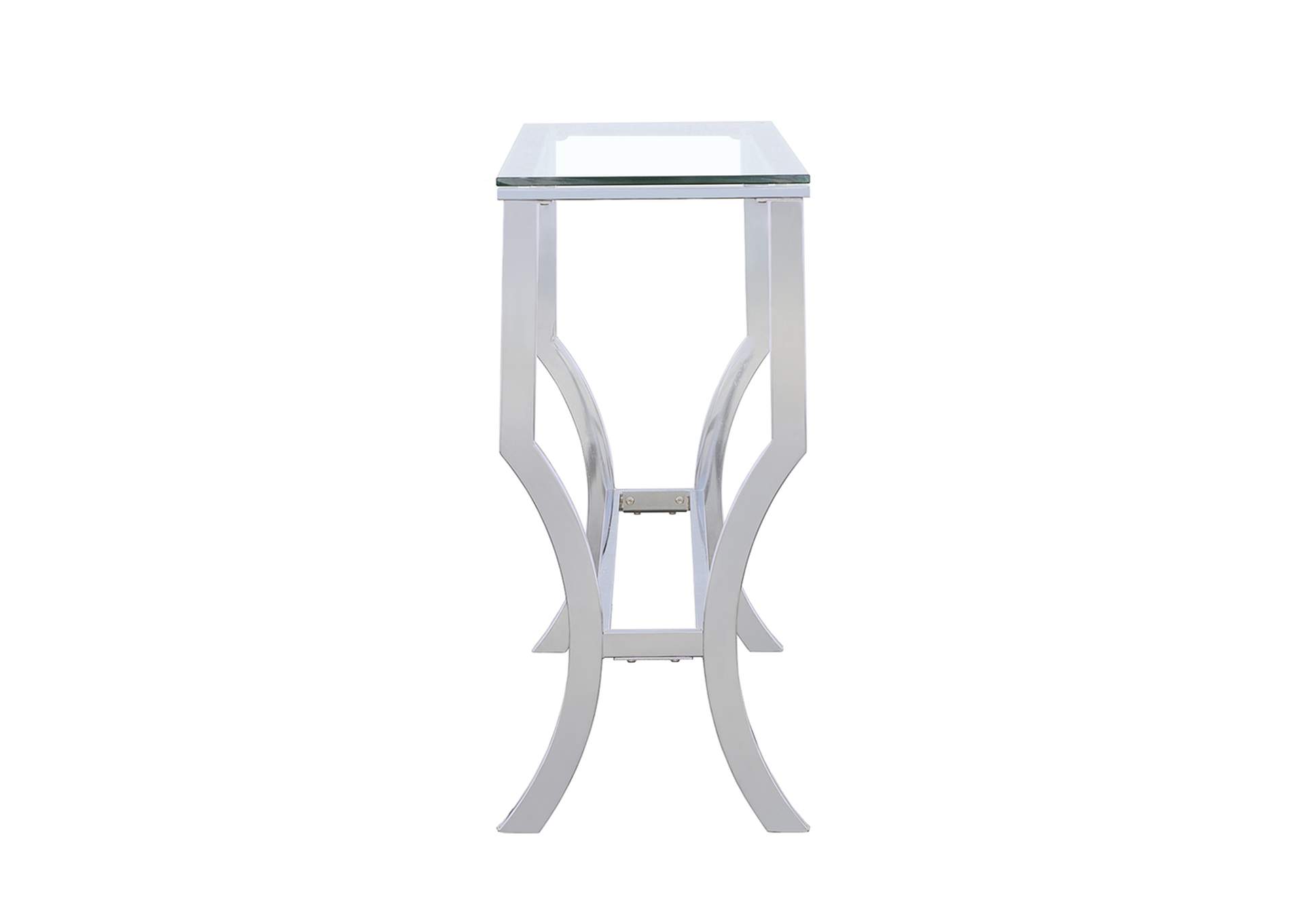 Saide Rectangular Sofa Table with Mirrored Shelf Chrome