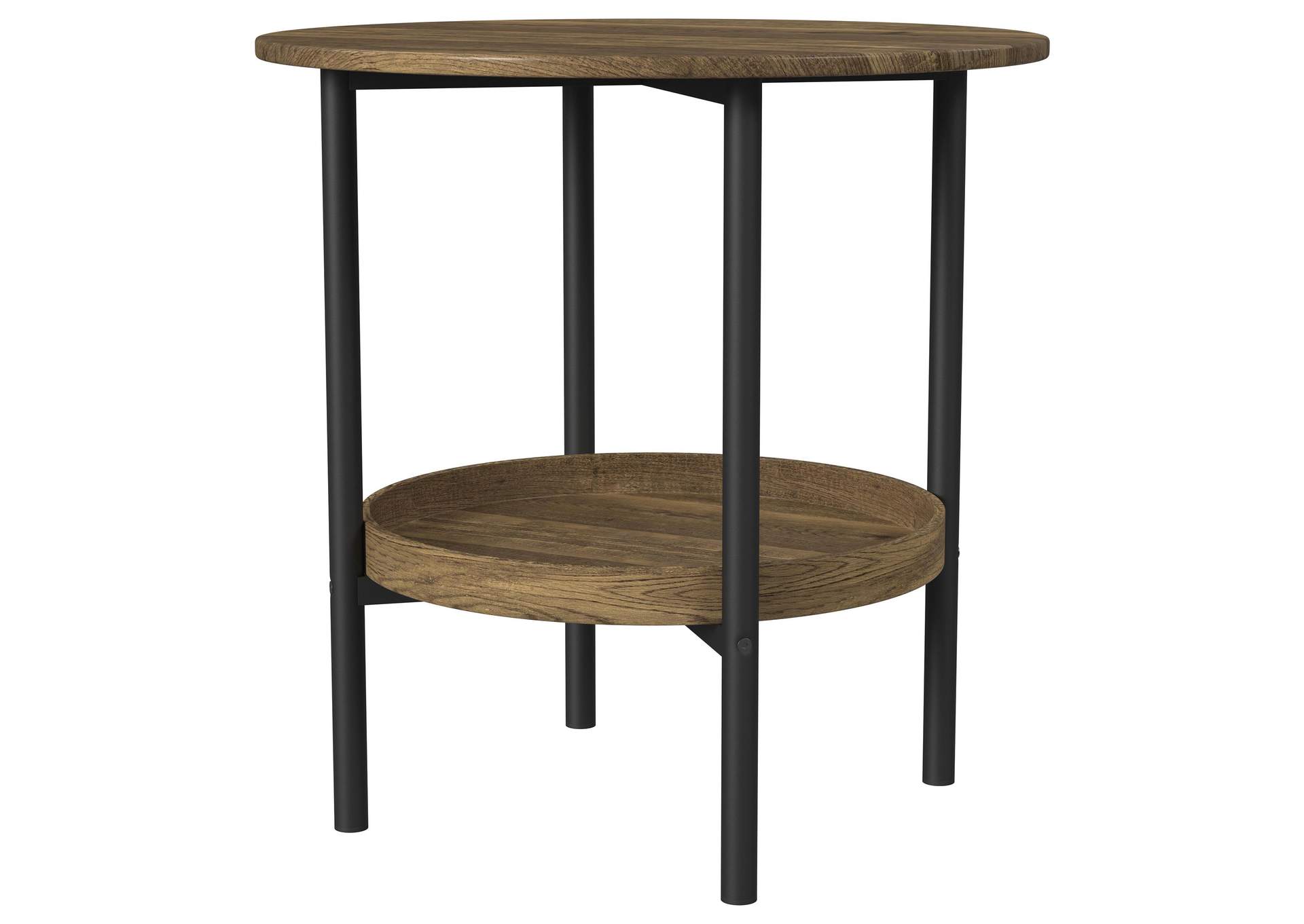 Delfin 2-piece Round Coffee and End Table Set Brown