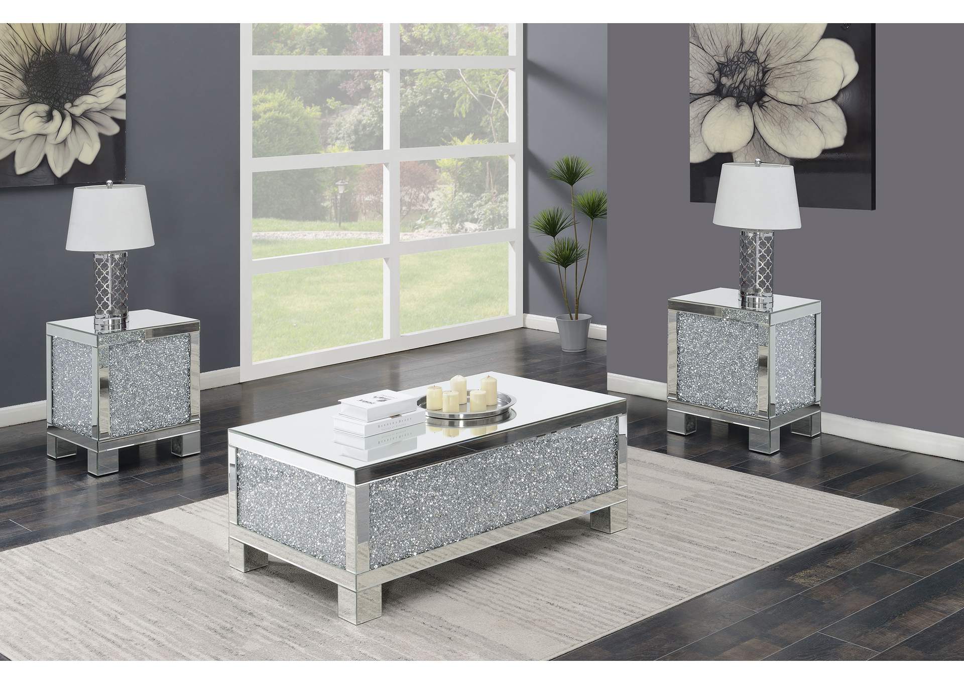 Gillian 3-piece Mirrored Coffee and End Table Set Silver