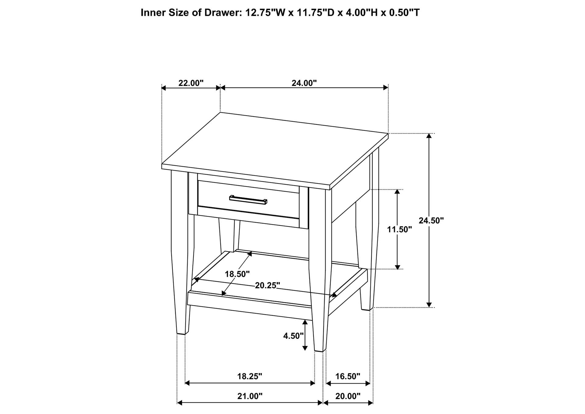 Lindenton 1-drawer Wood Occasional Side End Table Black image 14