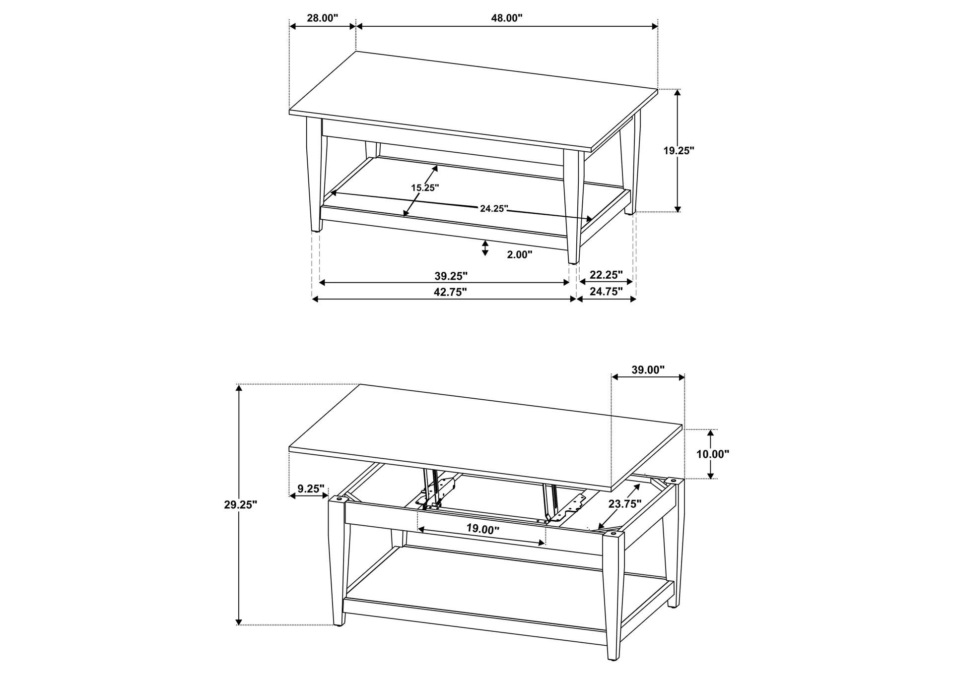 Lindenton 3-piece Wood Lift-Top Coffee and End Table Set Black image 15