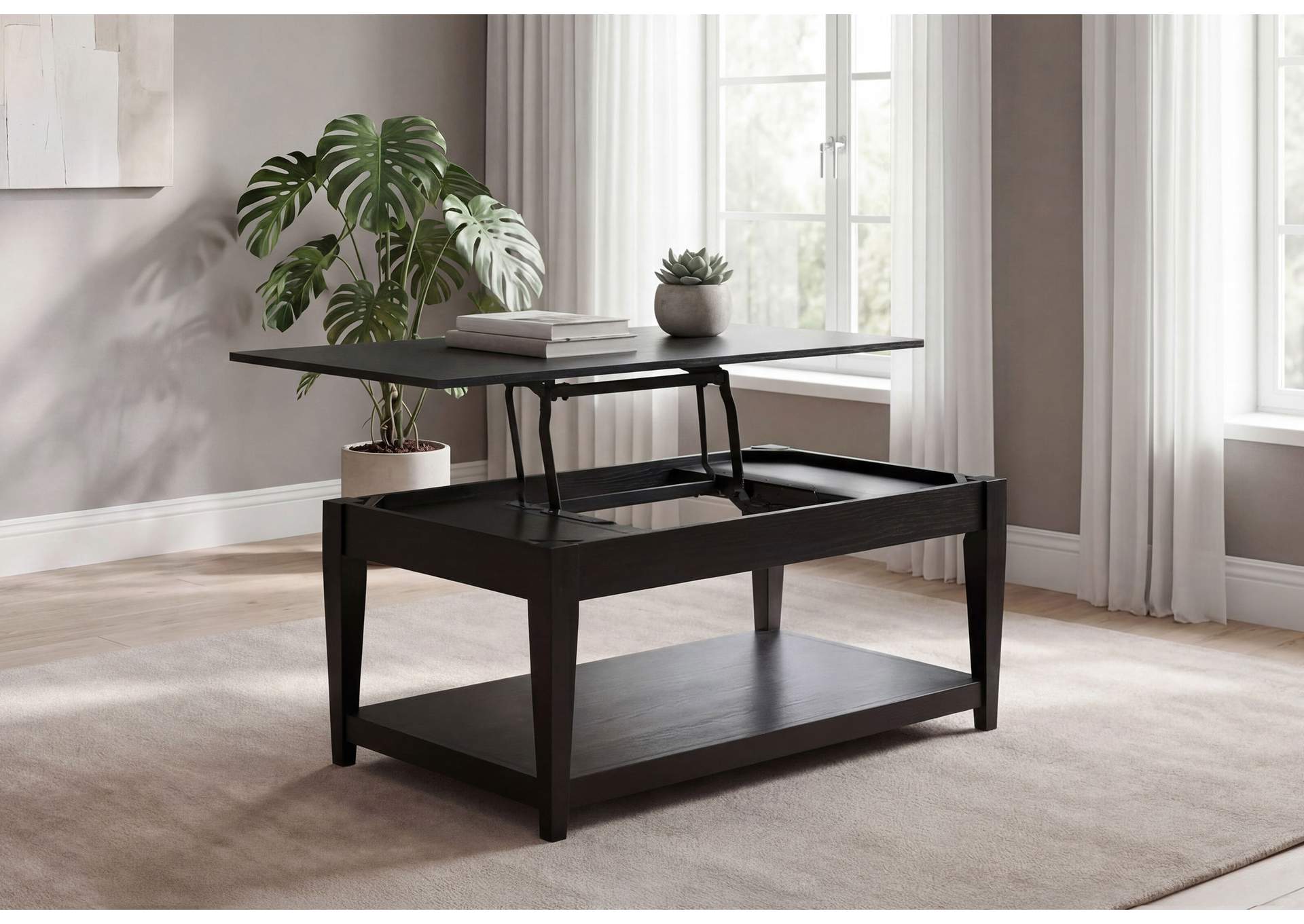 Lindenton Lift-Top Occasional Cocktail Coffee Table Black image 4