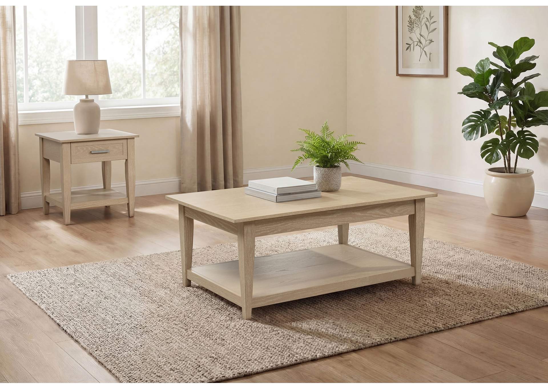 Lindenton 2-piece Wood Lift-Top Coffee and End Table Set Blonde image 3