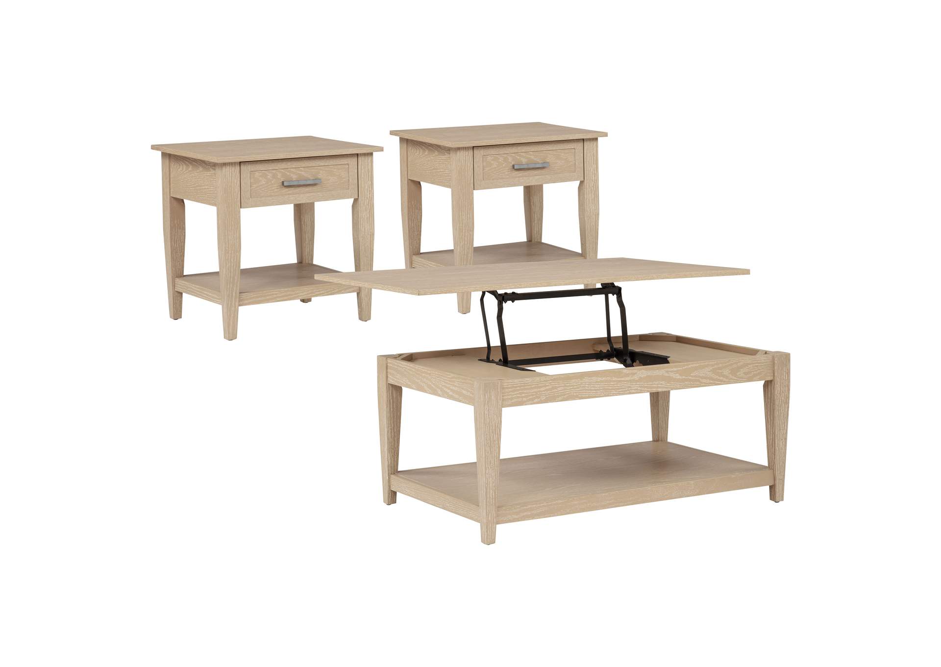 Lindenton 3-piece Wood Lift-Top Coffee and End Table Set Blonde image 5