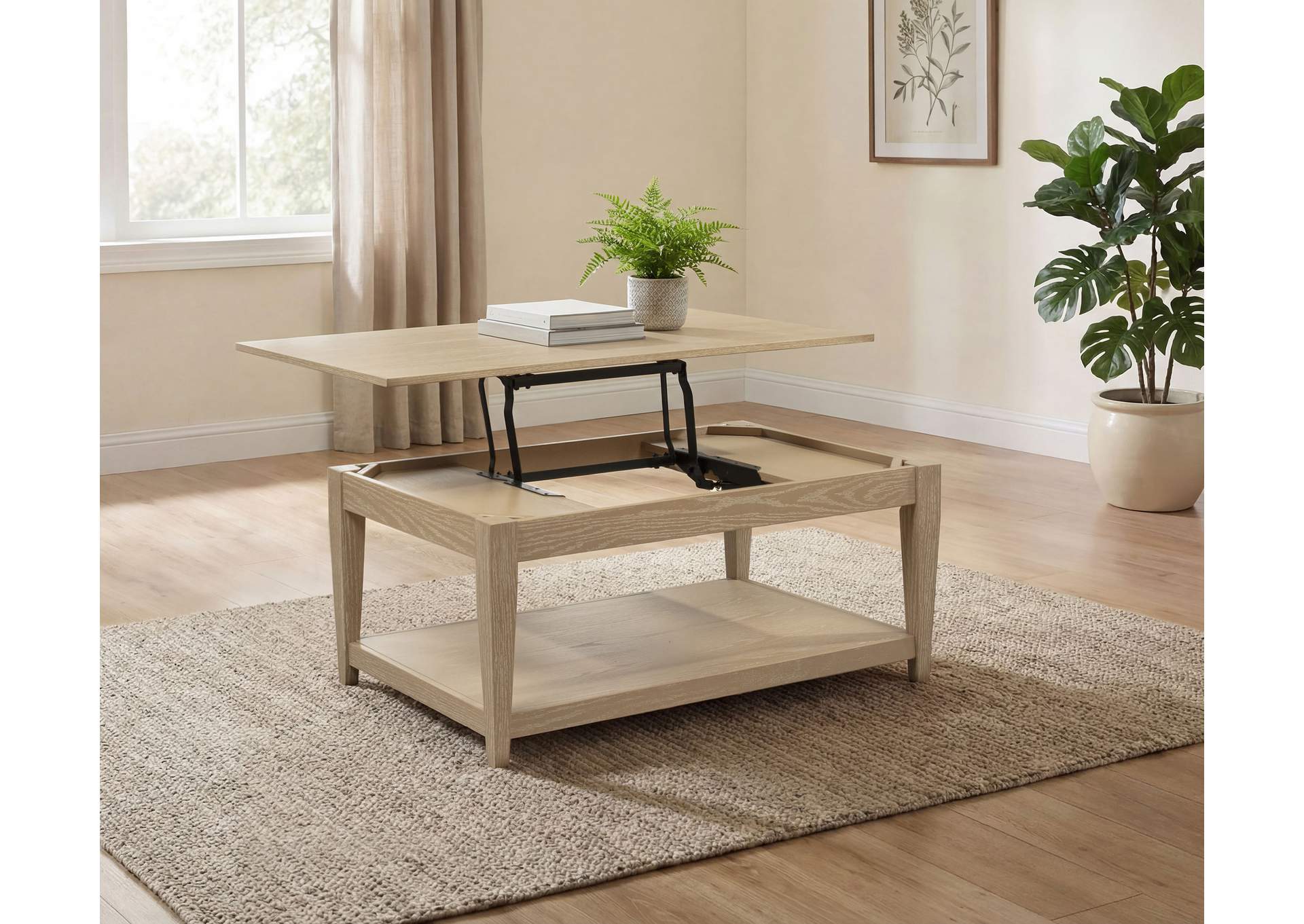 Lindenton Lift-Top Occasional Cocktail Coffee Table Blonde image 4