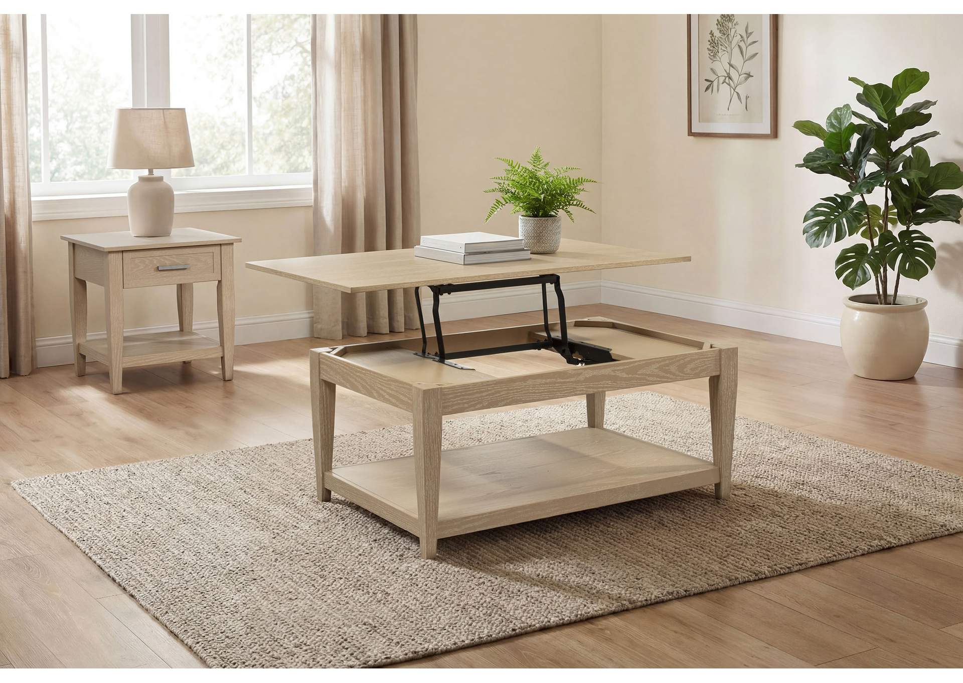 Lindenton Lift-Top Occasional Cocktail Coffee Table Blonde image 14