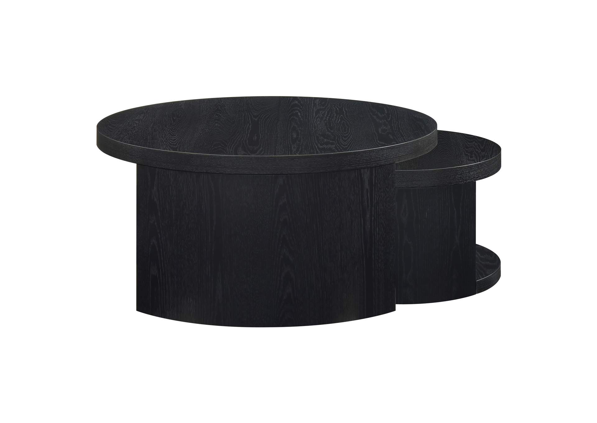 Sweeney 2-piece Round Wood Occasional Nesting Table Set Black image 6