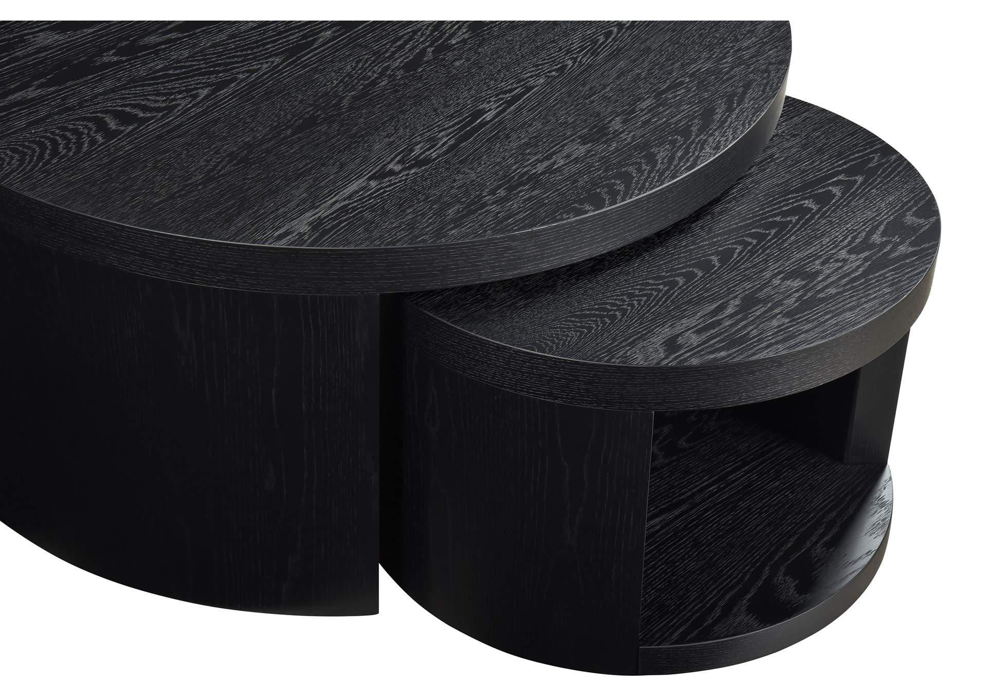 Sweeney 2-piece Round Wood Occasional Nesting Table Set Black image 8